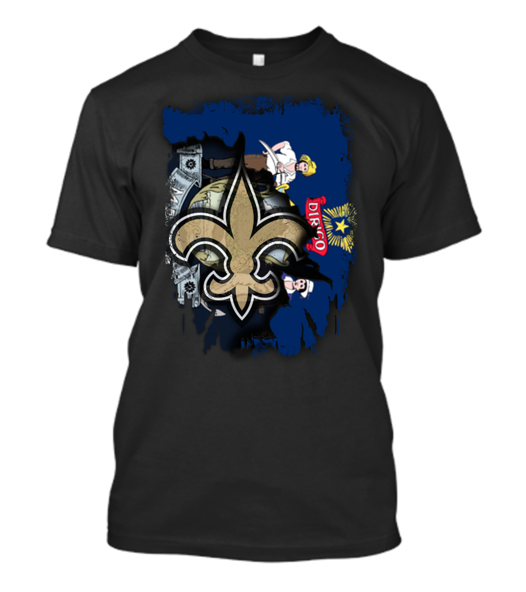 Maine State Flag With New Orleans Saints Fleur-de-lis Overlay T-Shirt