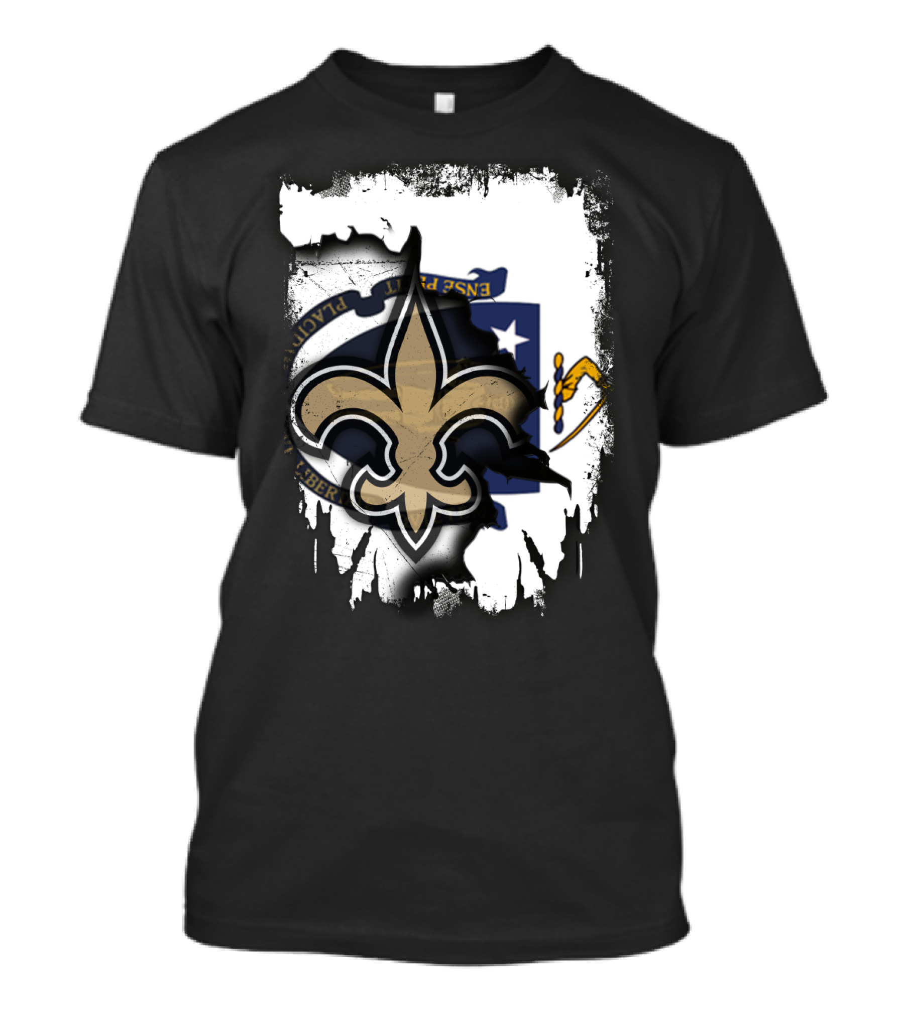 Together Massachusetts New Orleans Saints Fleur-de-Lis Flag Fusion T-Shirt