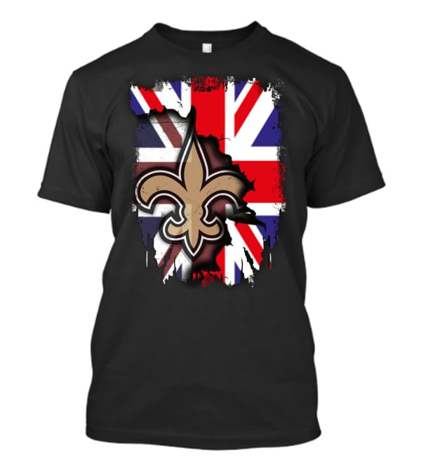 United Kingdom Flag With Saints Fleur-de-Lis T-Shirt