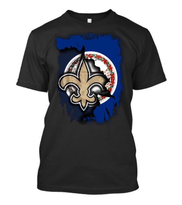Virginia Seal And New Orleans Saints Fleur-de-Lis Together T-Shirt