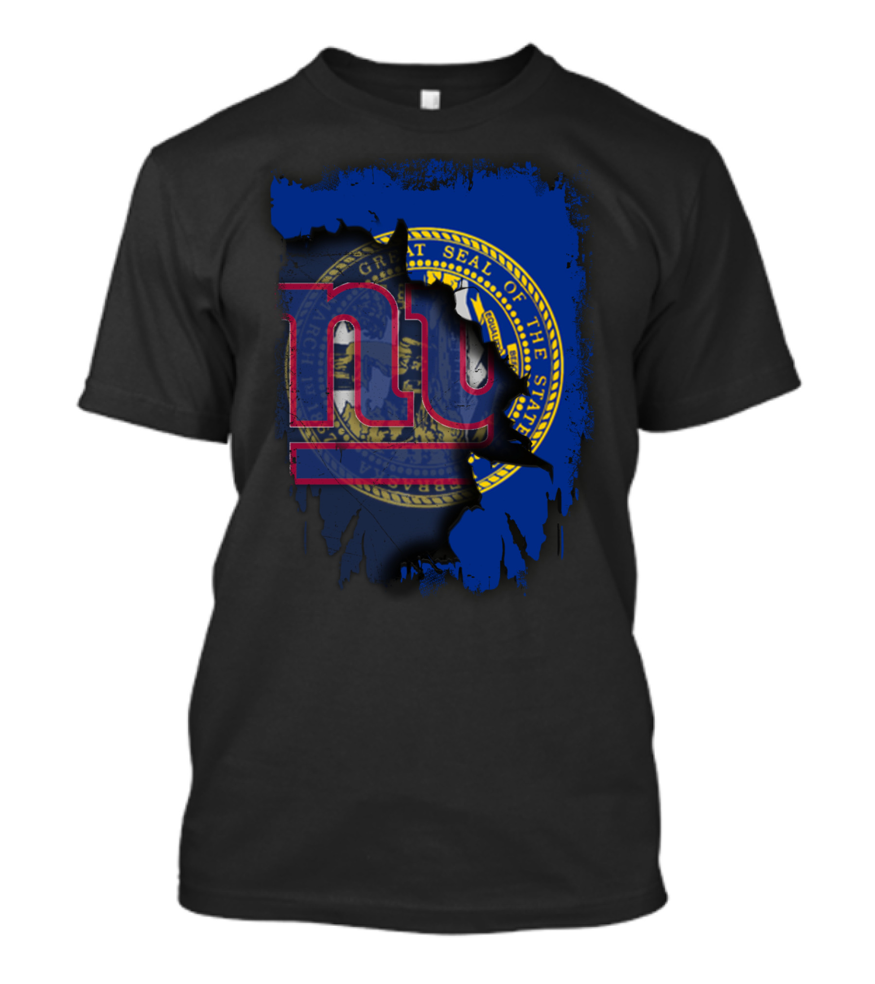 Nebraska State Seal With NY Giants Logo Integration T-Shirt
