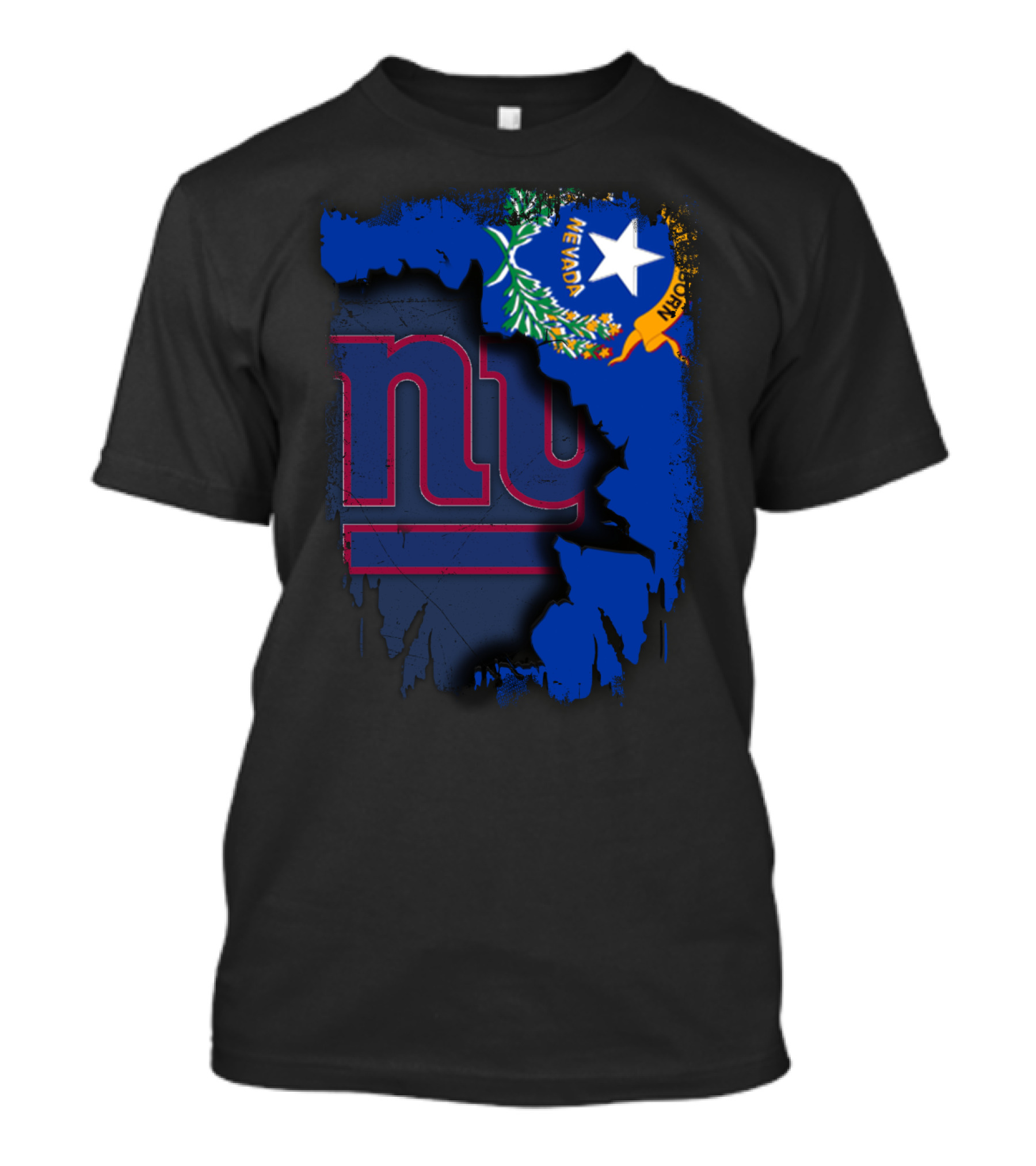 Nevada Flag With New York Giants Logo Fusion T-Shirt