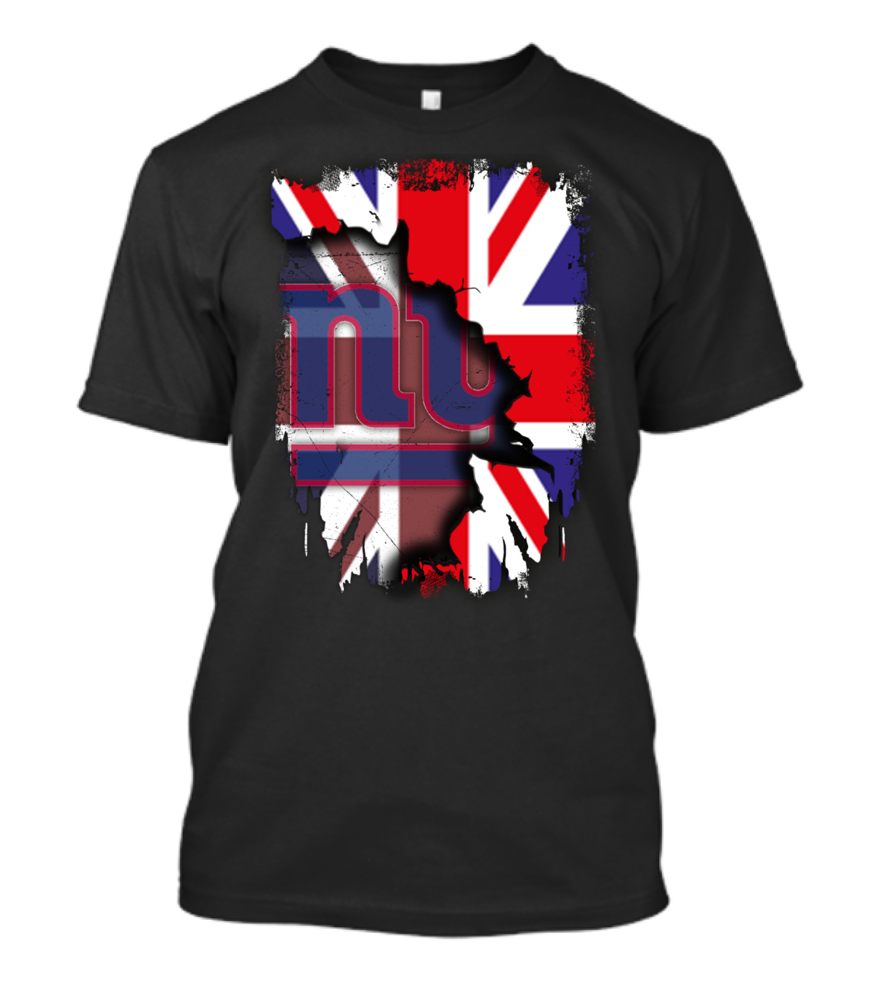 United Kingdom Flag With New York Giants Logo Overlay T-Shirt