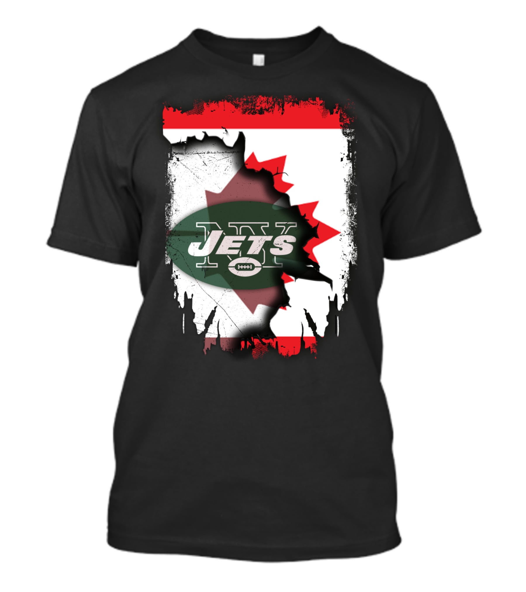 Canada Maple Leaf Over New York Jets Logo Collaboration T-Shirt