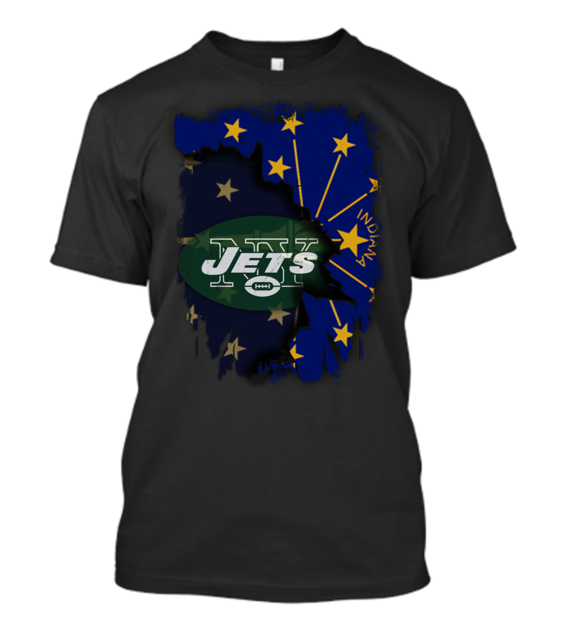 Indiana State Flag Background With New York Jets T-Shirt