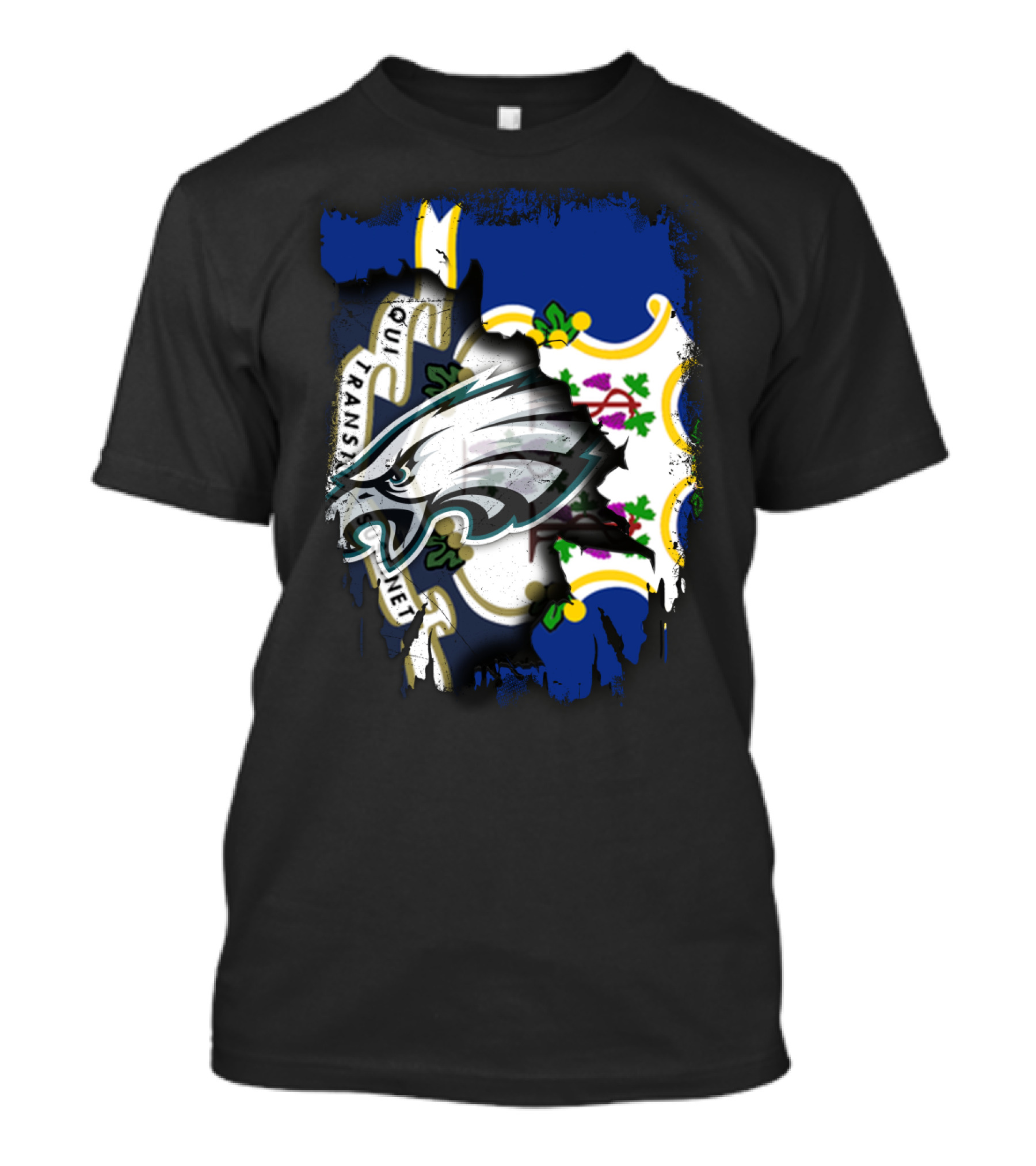 Connecticut With Eagles Qui Transtulit Sustinet Flag T-Shirt