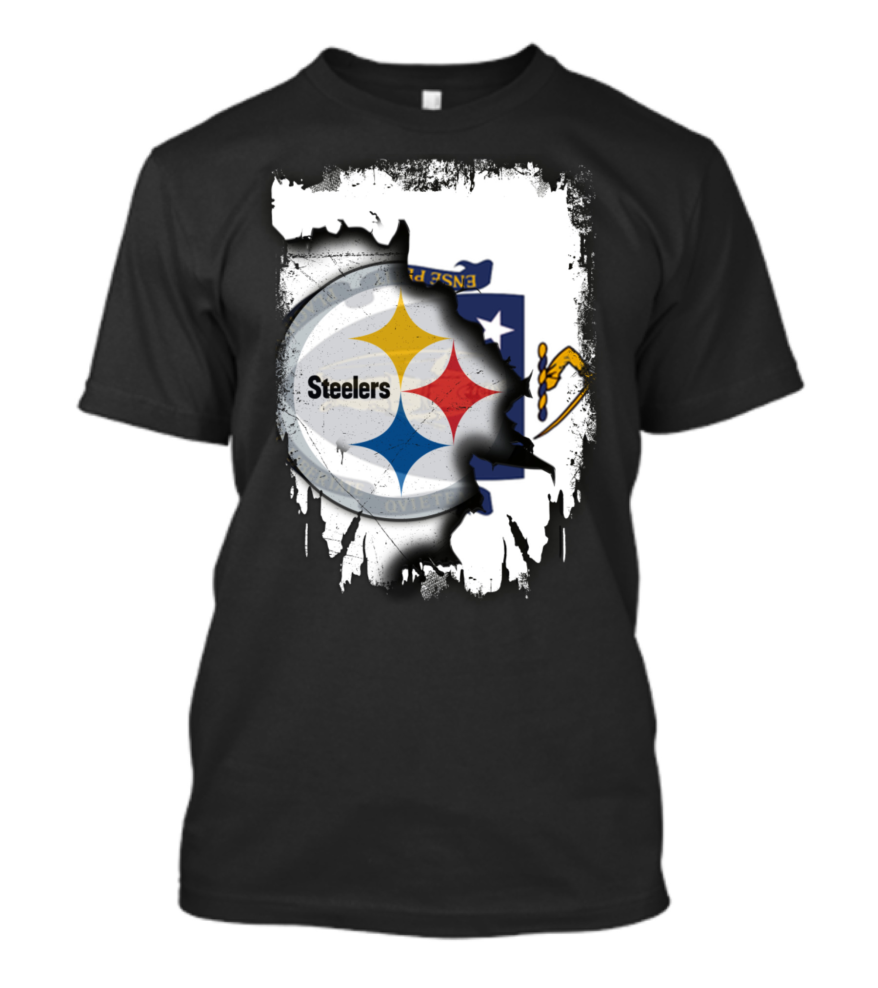 Together Massachusetts With Steelers Emblem On State Flag Background T-Shirt
