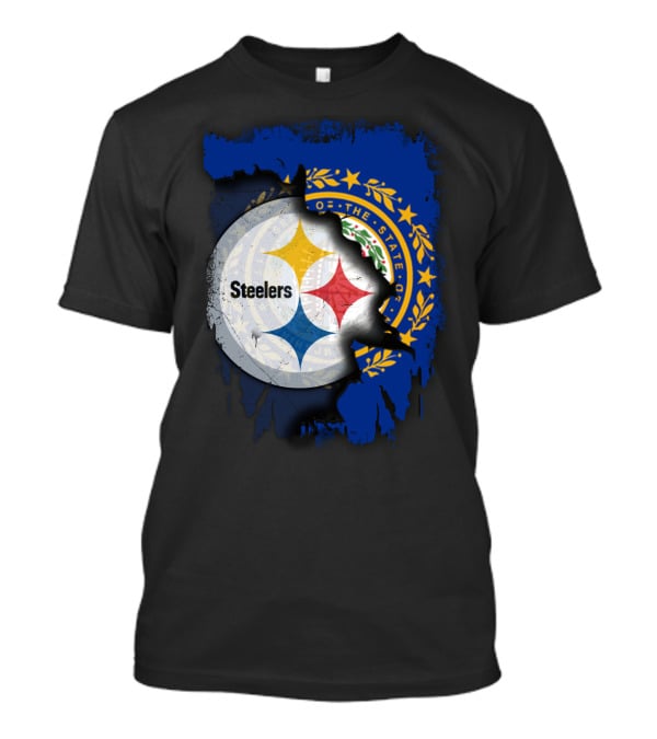 New Hampshire And Pittsburgh Steelers Emblem Fusion T-Shirt