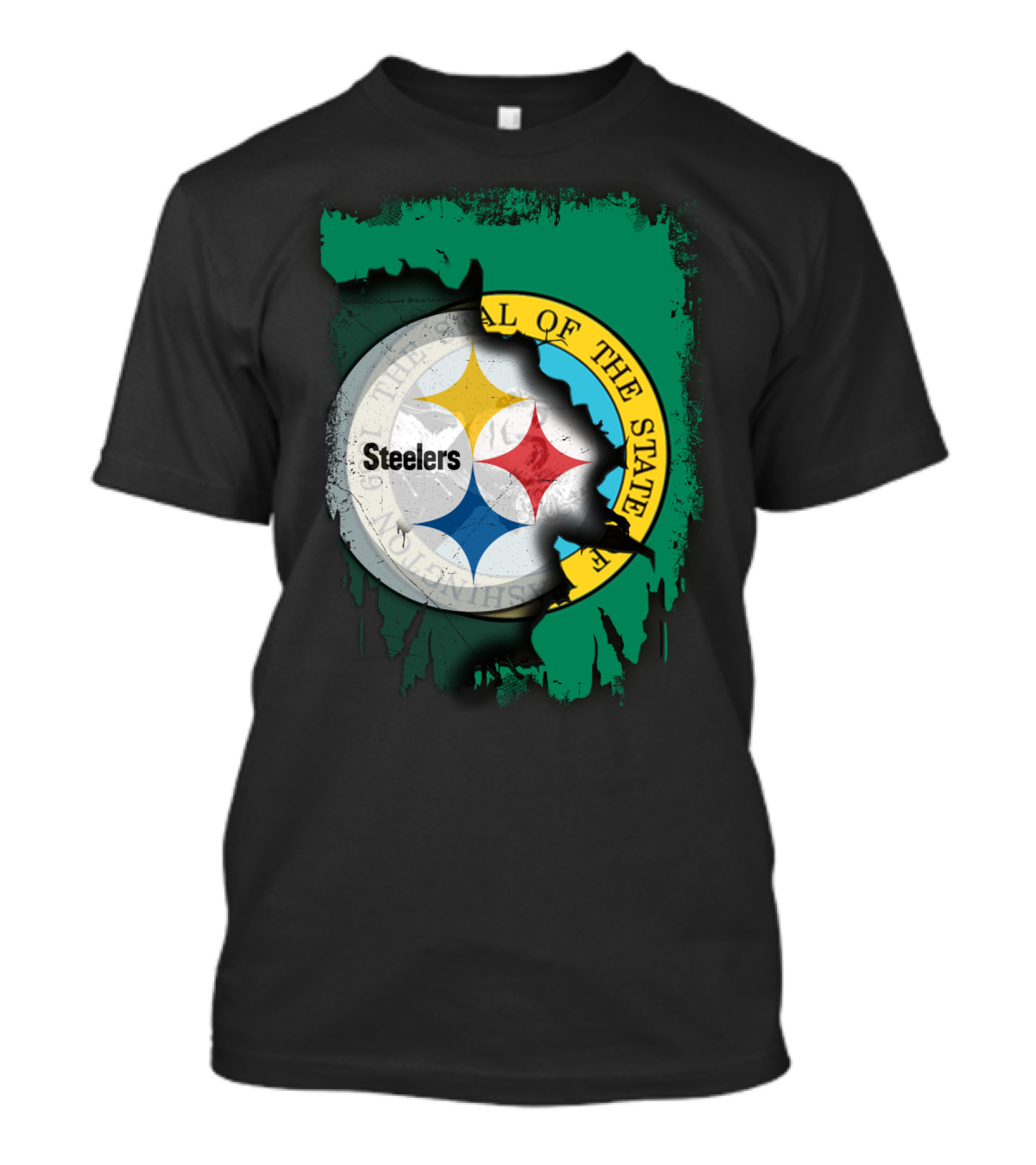 Washington State Meets Steelers Football Emblem T-Shirt