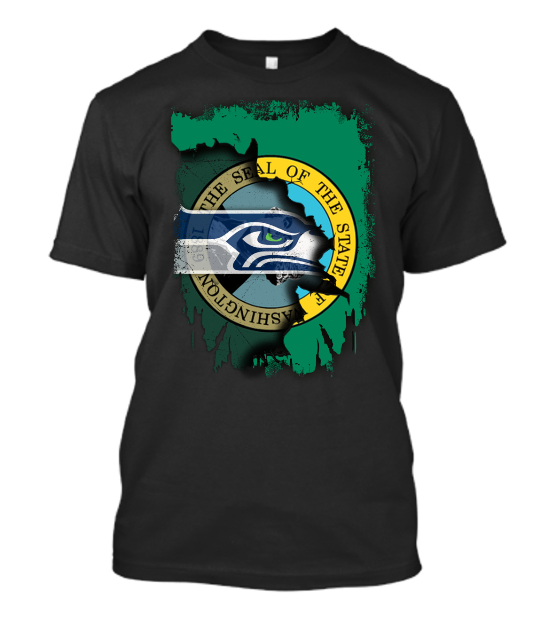 The Seal Of The State Of Washington With Seattle Seahawks T-Shirt