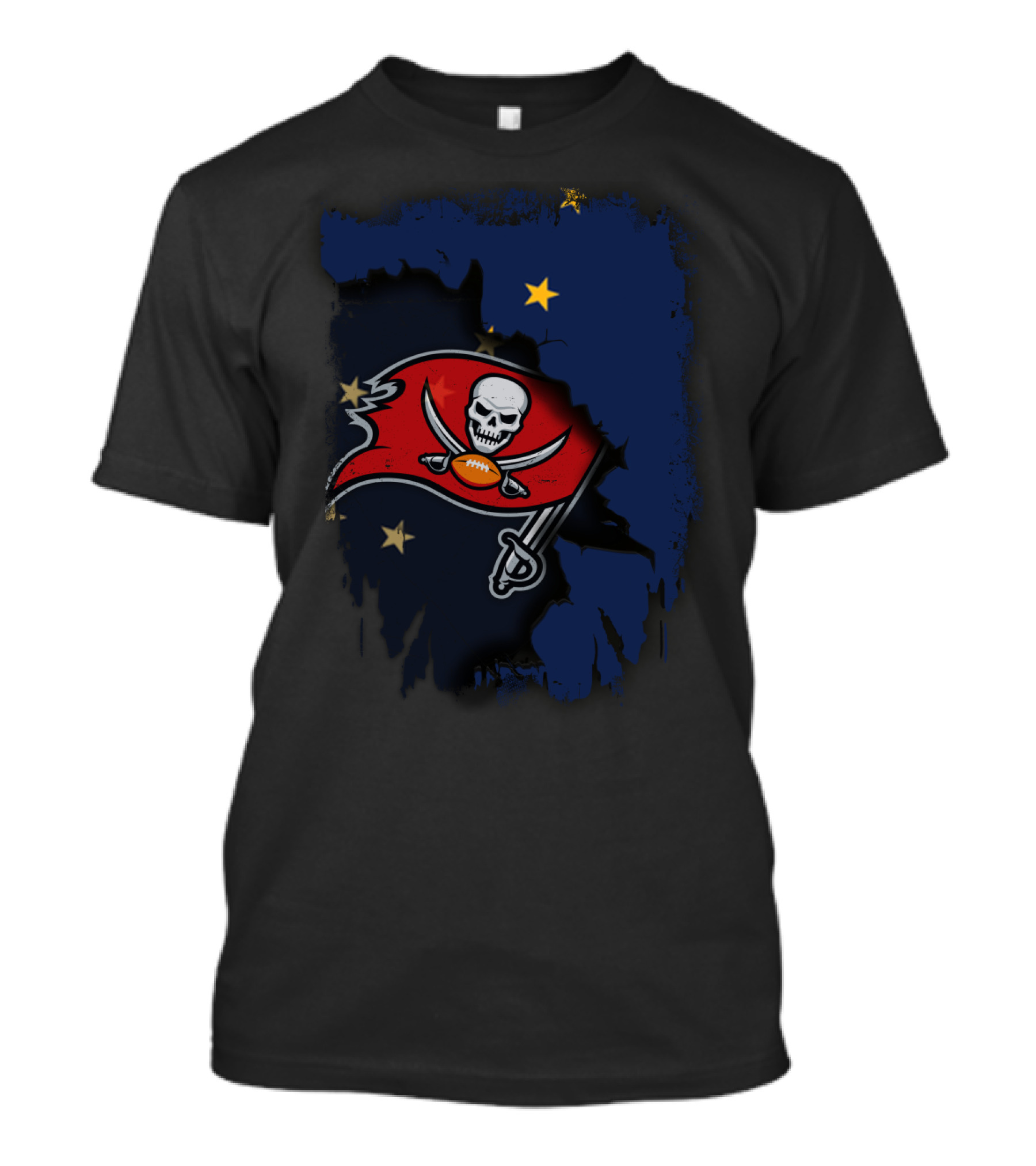 Together Alaska With Buccaneers Pirate Flag On Starry Blue Background T-Shirt