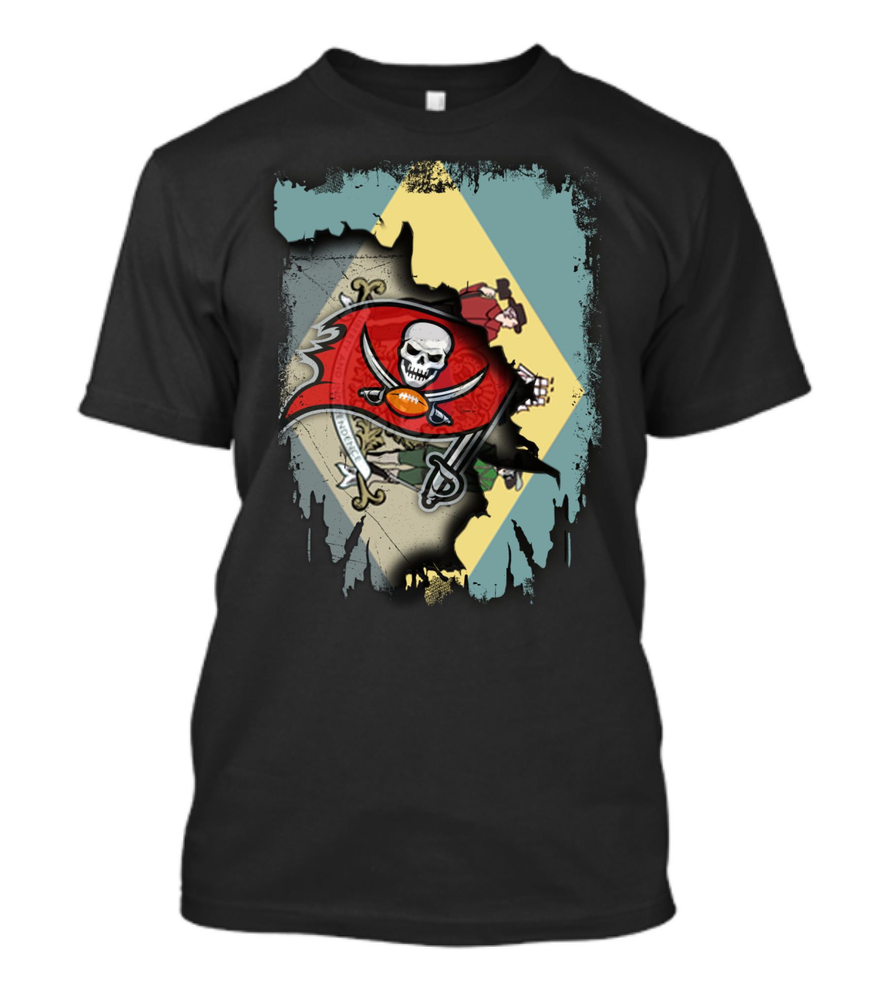 Delaware Together With Buccaneers Flag And Symbol Fusion T-Shirt