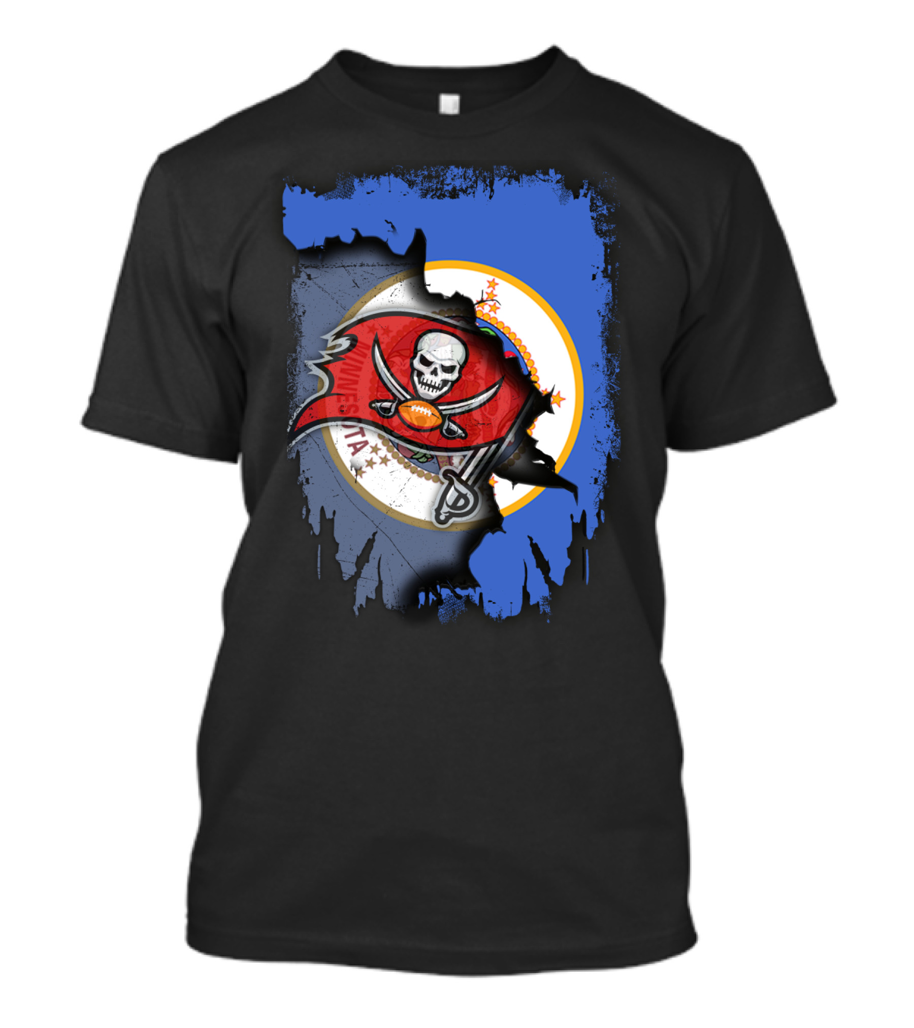 Together Minnesota Flag With Buccaneers Football Skull T-Shirt