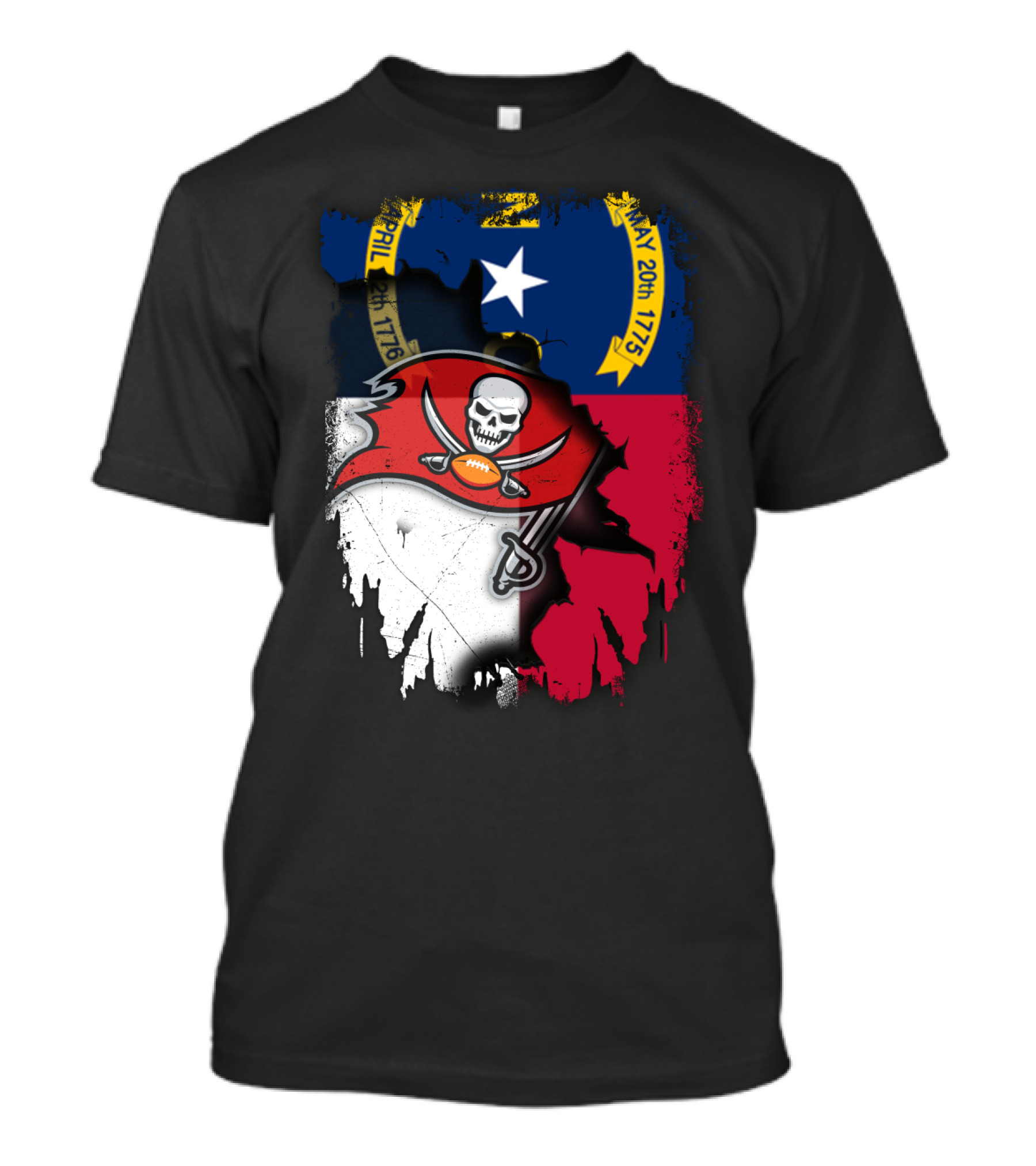 Together North Carolina With Buccaneers Flag And North Carolina Coat Of Arms April 1776 T-Shirt