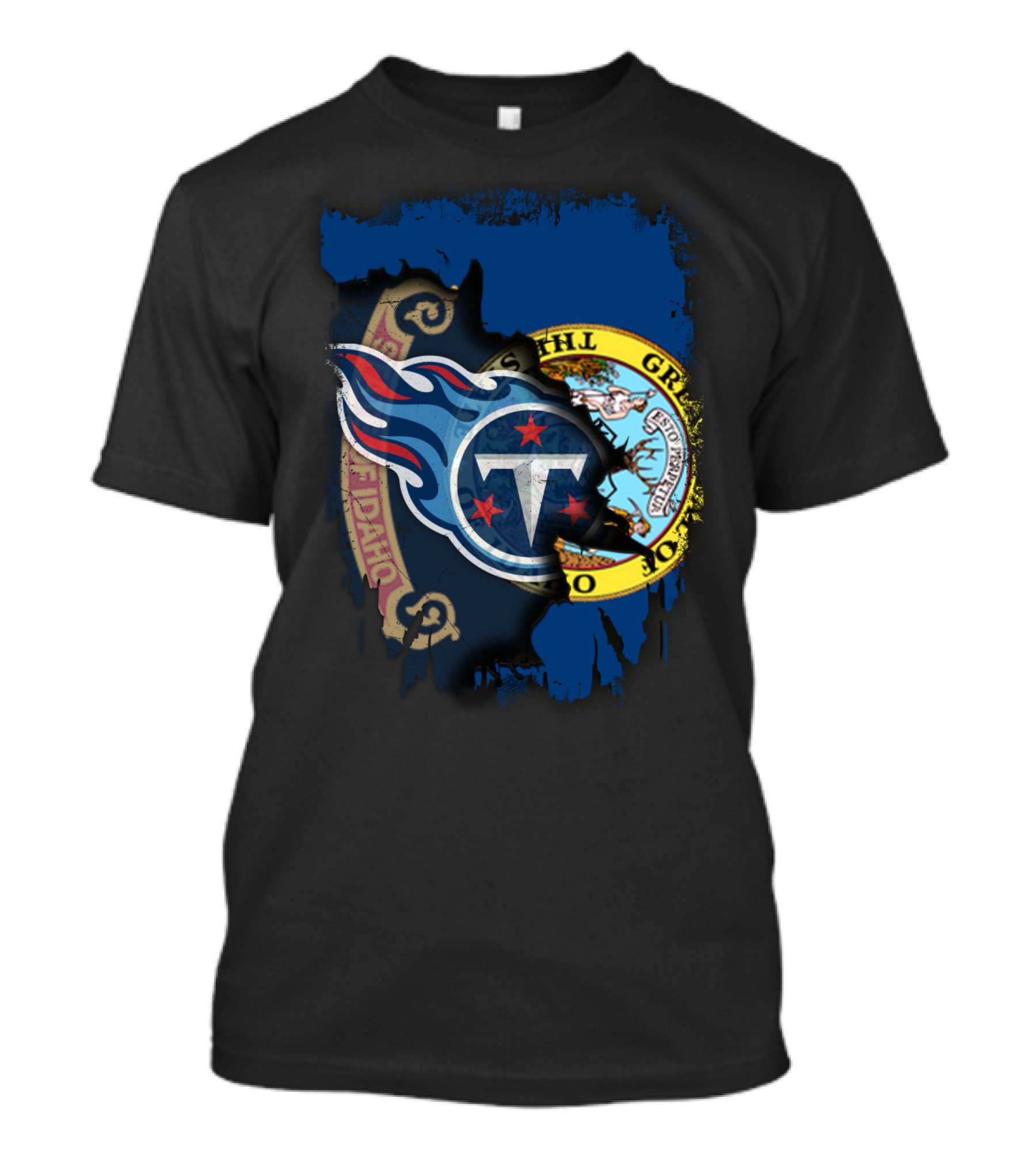 Together Idaho State Seal With Tennessee Titans Logo Fusion T-Shirt