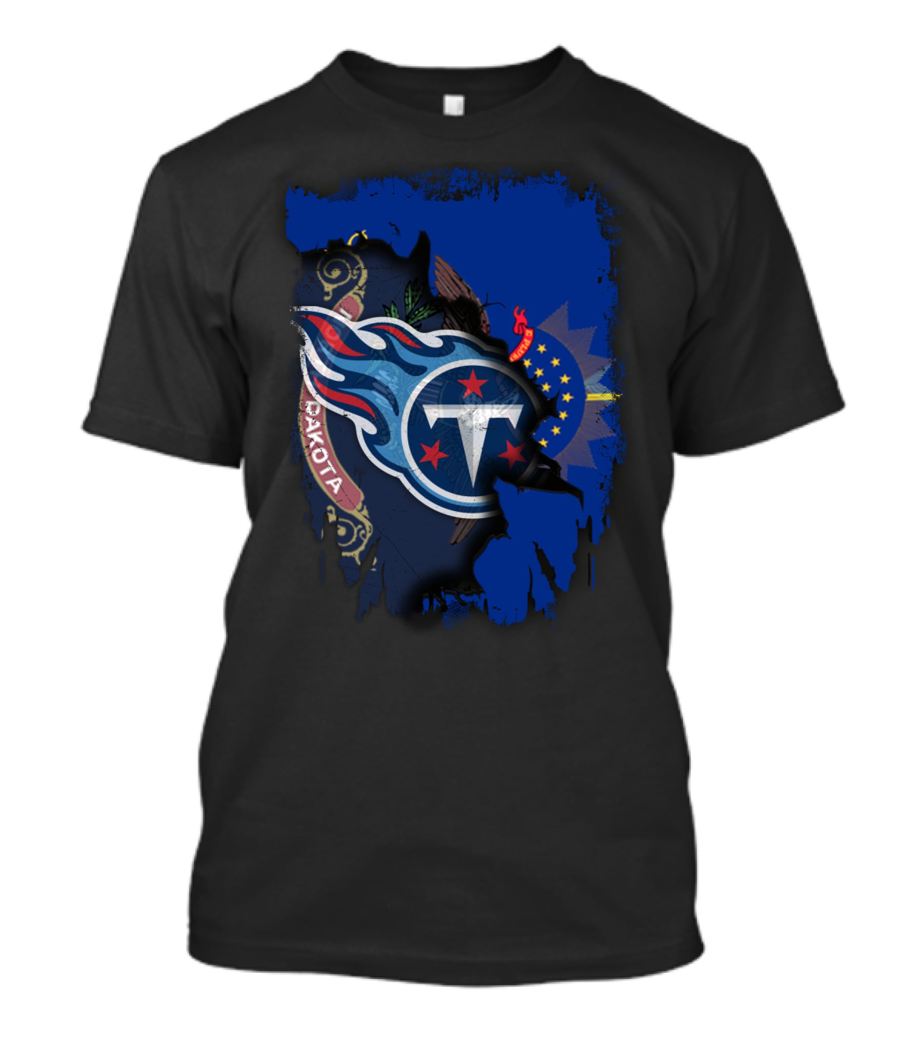 North Dakota Titans Emblem With State Flag Fusion T-Shirt