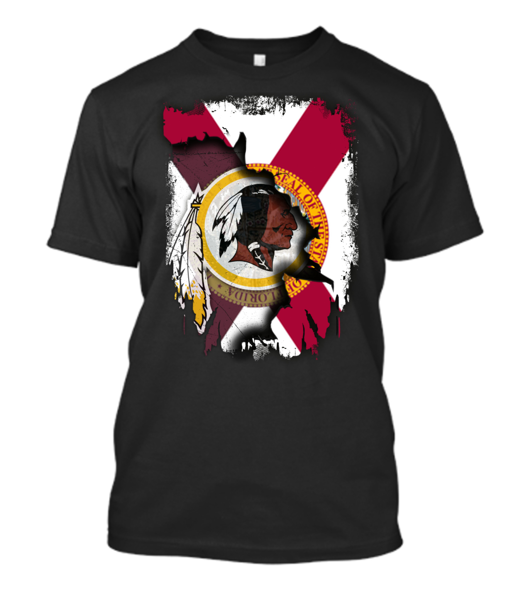 Florida State Flag With Redskins Face And Logo Together T-Shirt