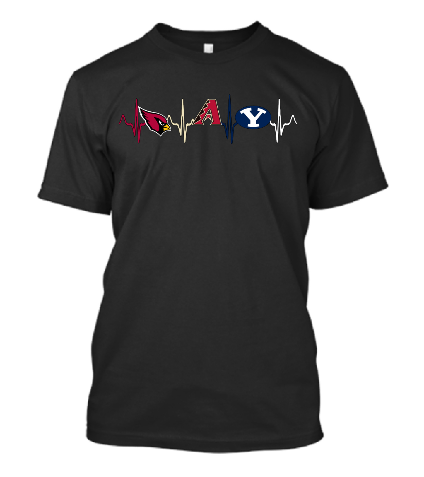 Love Cardinals Diamondbacks Cougars Heartbeat T-Shirt