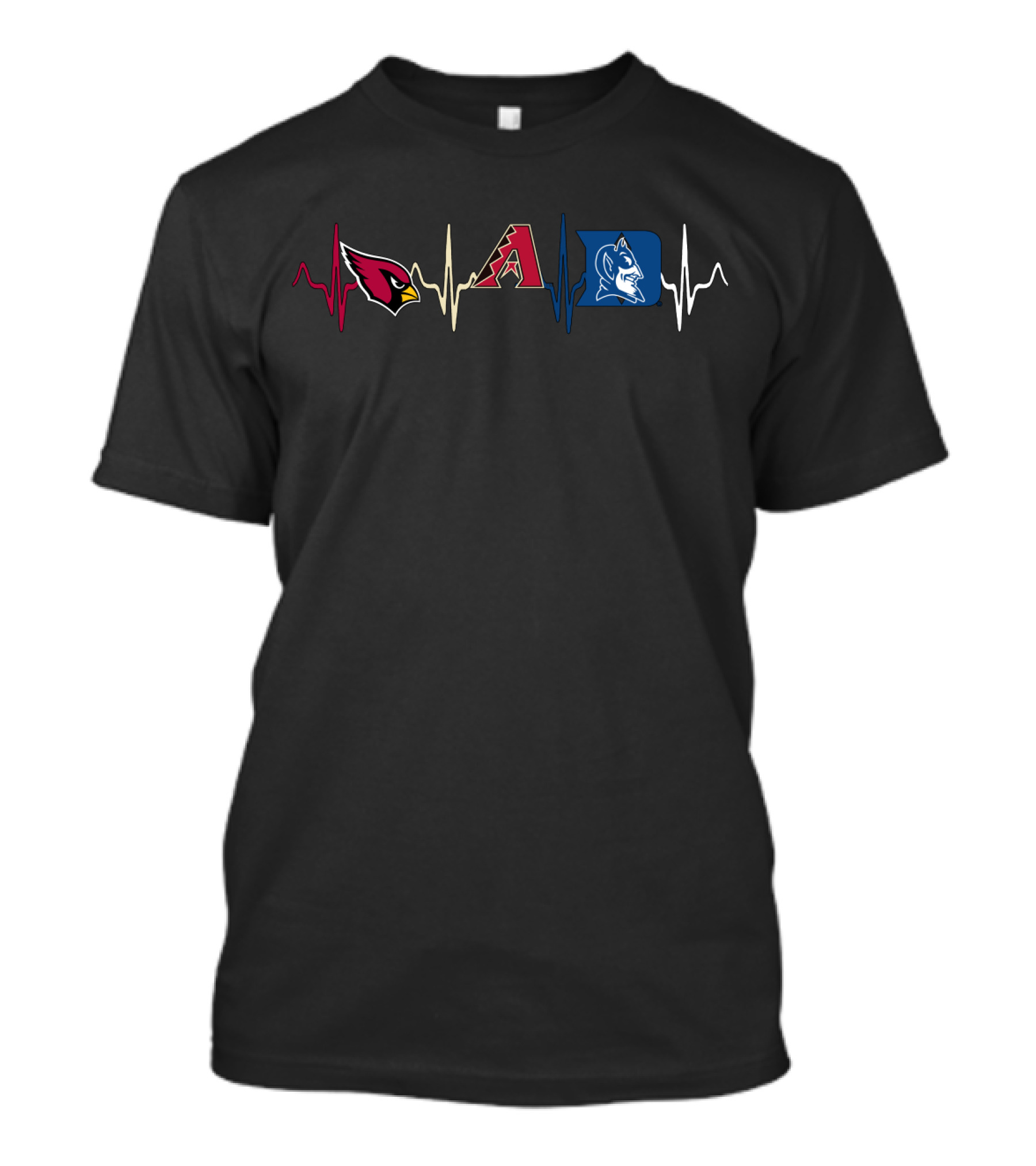 Love Cardinals Arizona Diamondbacks Duke Blue Devils Heartbeat T-Shirt