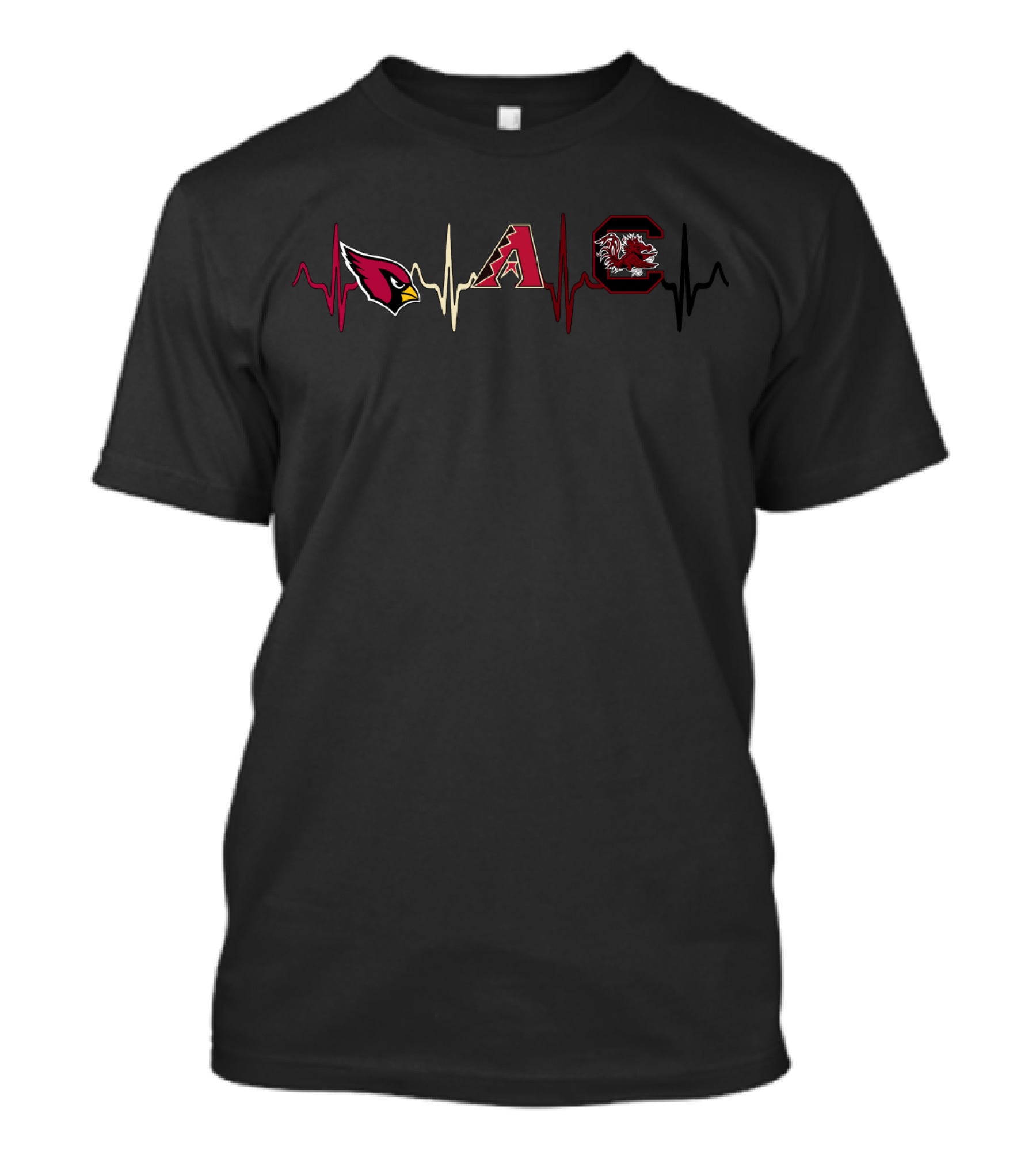 Cardinals Diamondbacks Gamecocks Heartbeat Love T-Shirt