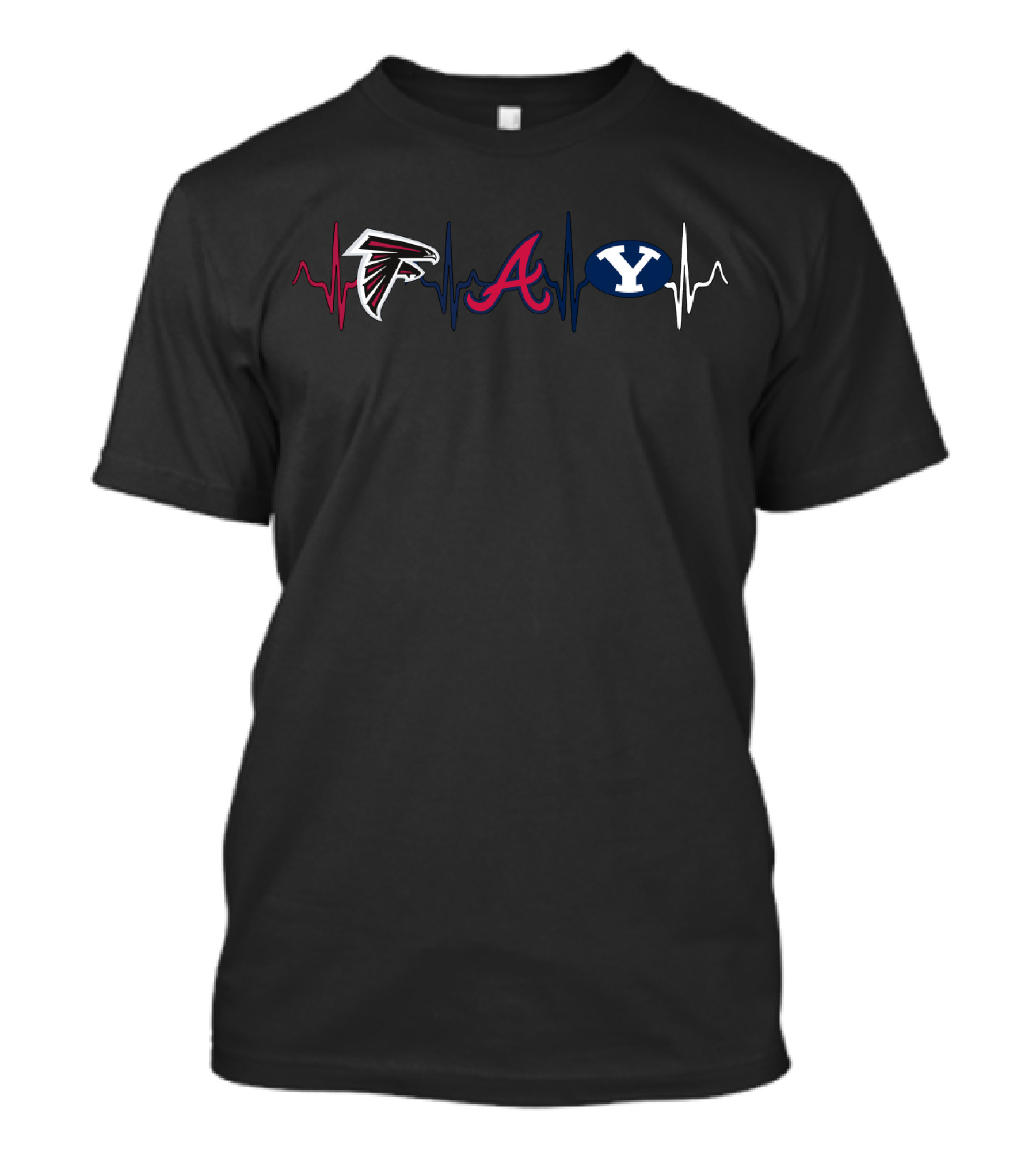 Falcons Braves Byu Heartbeat Fan Mashup T-Shirt