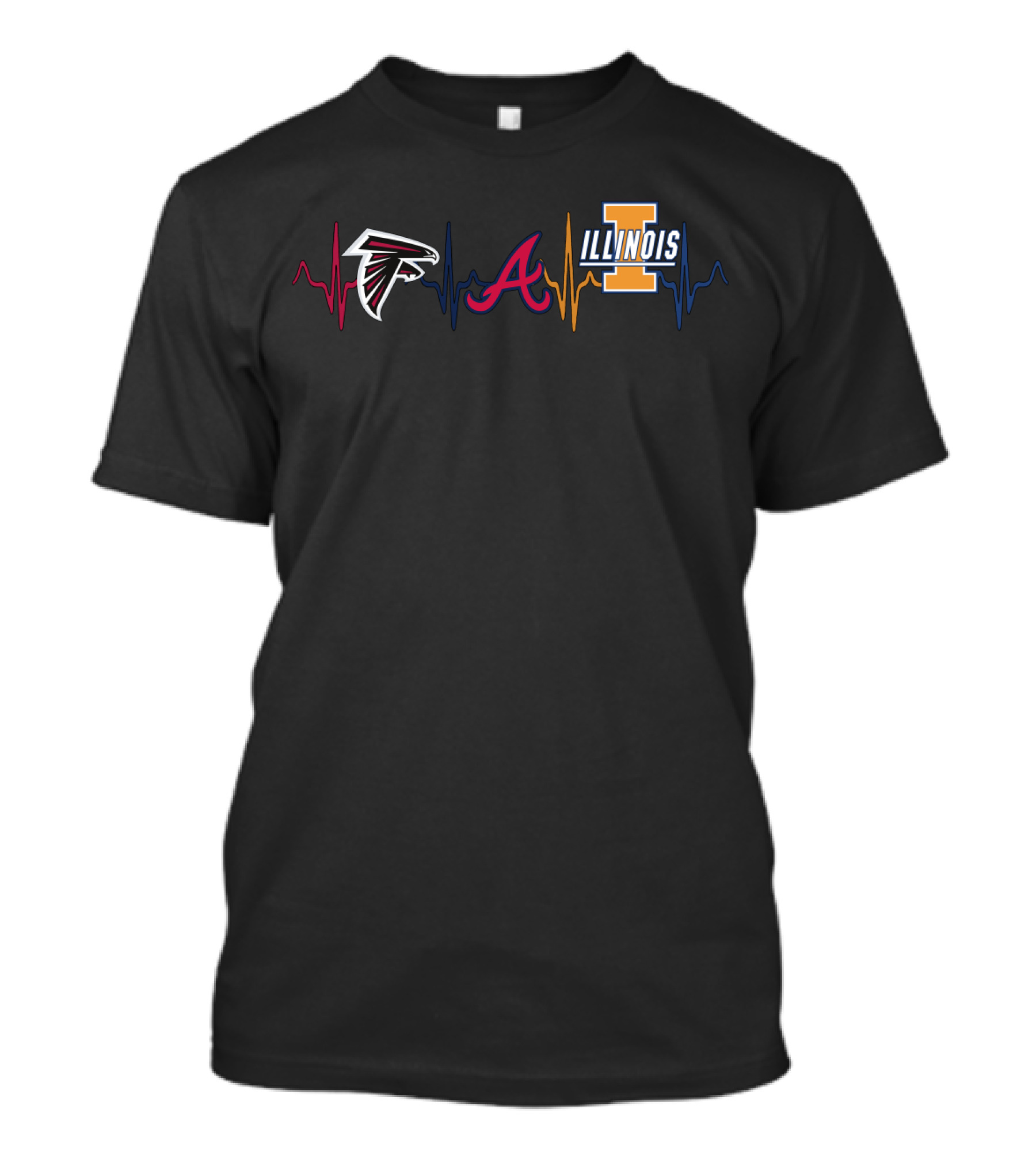 Falcons Braves Illinois Heartbeat Logos T-Shirt