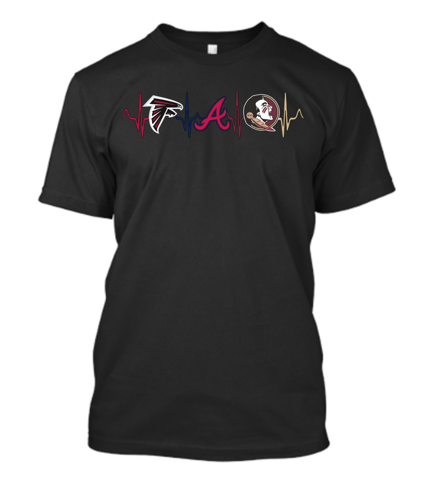 Falcons Braves Seminoles Heartbeat Fss T-Shirt