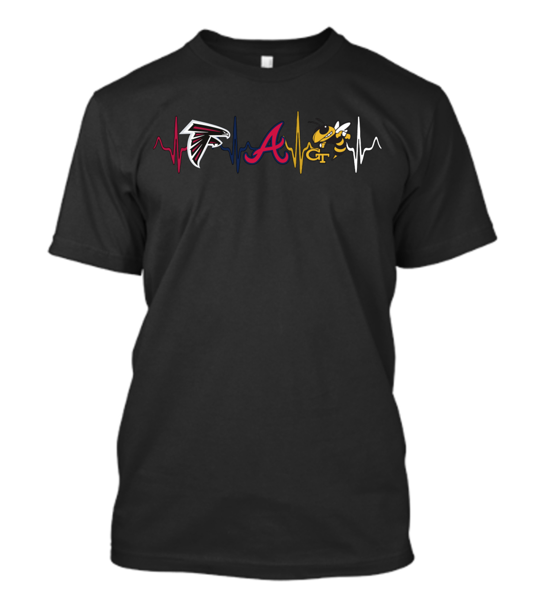 Falcons Braves Georgia Tech Heartbeat T-Shirt