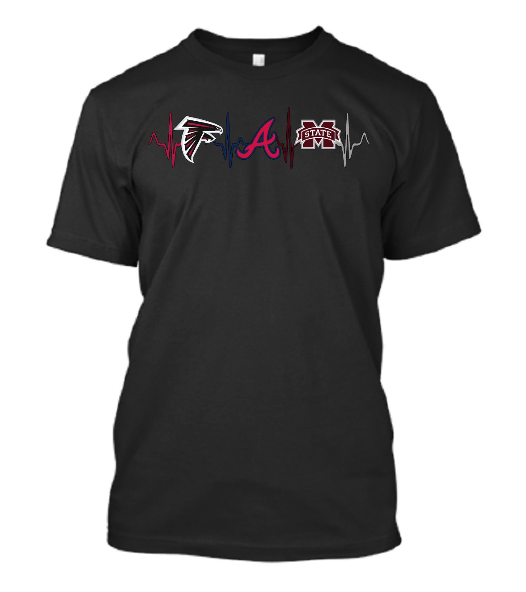 Atlanta Falcons Atlanta Braves Mississippi State Bulldogs Heartbeat T-Shirt
