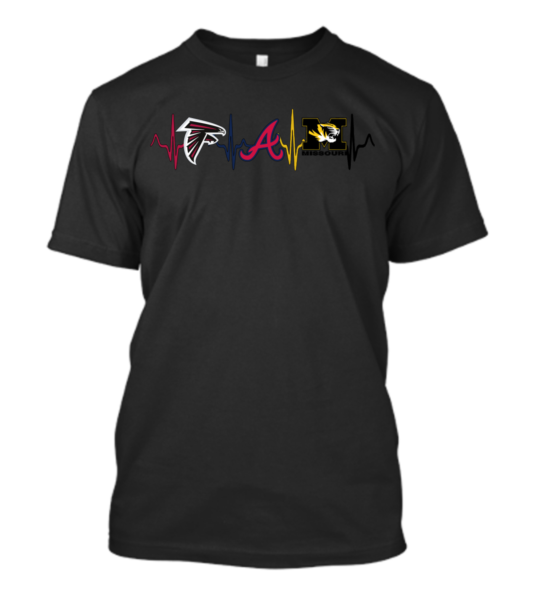 Falcons Braves Missouri Tigers Heartbeat T-Shirt