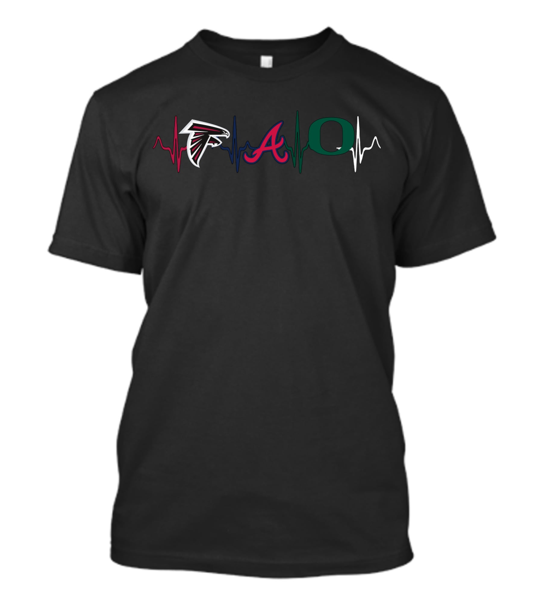 Love Atlanta Falcons Braves Oregon Ducks Heartbeat T-Shirt