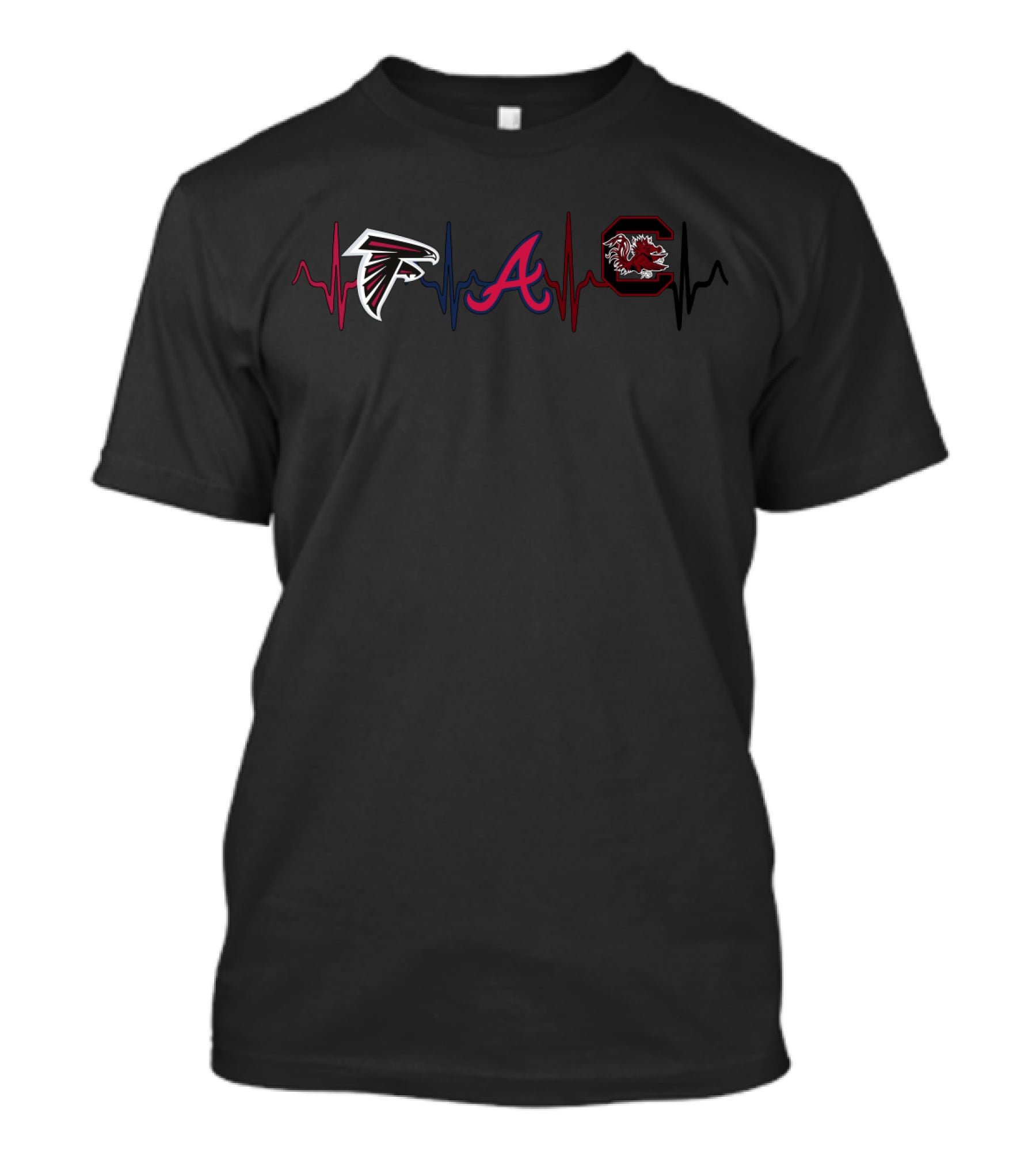 Falcons Braves South Carolina Gamecocks Heartbeat T-Shirt
