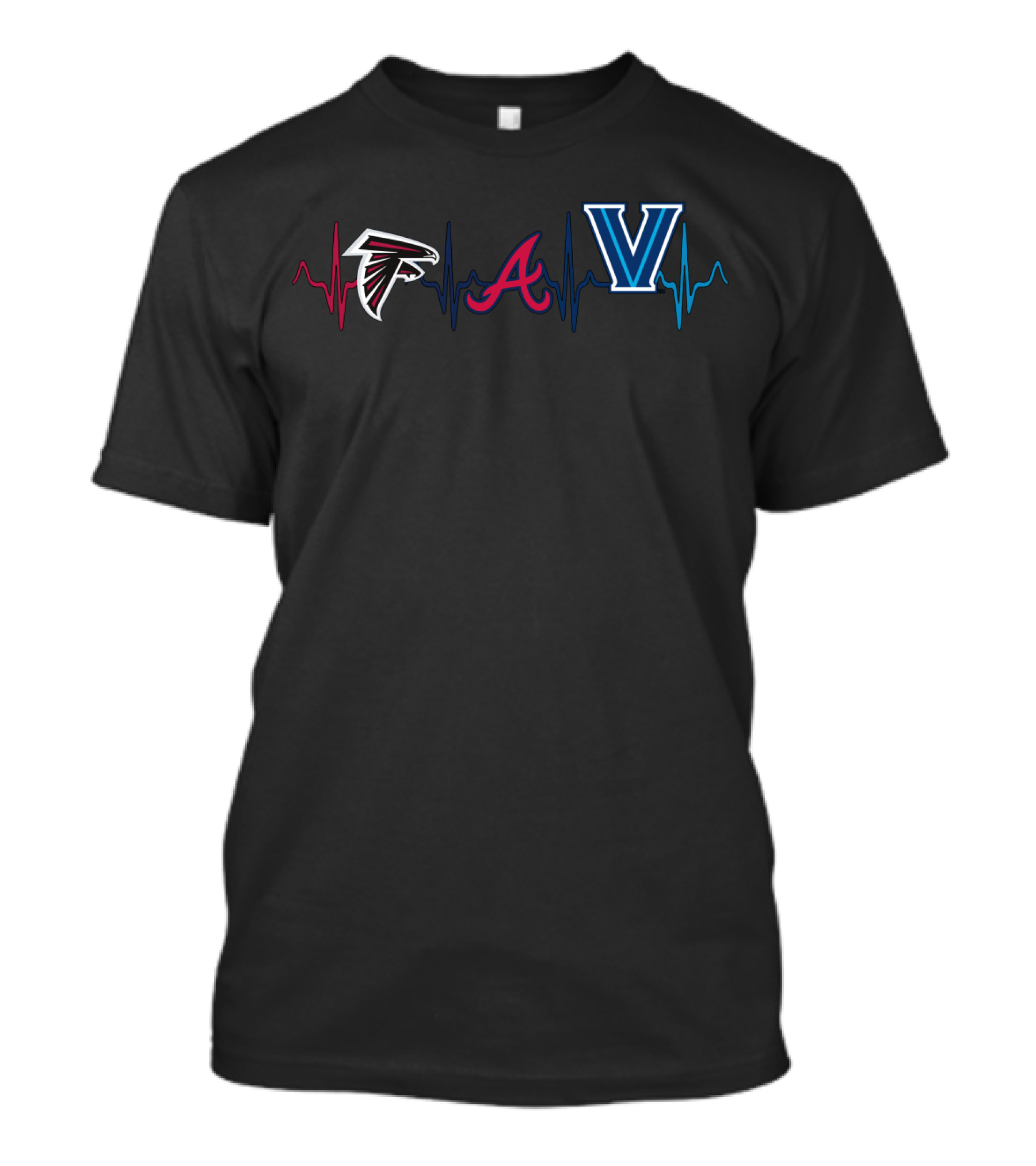 Falcons Braves Villanova Heartbeat Logo Trio T-Shirt