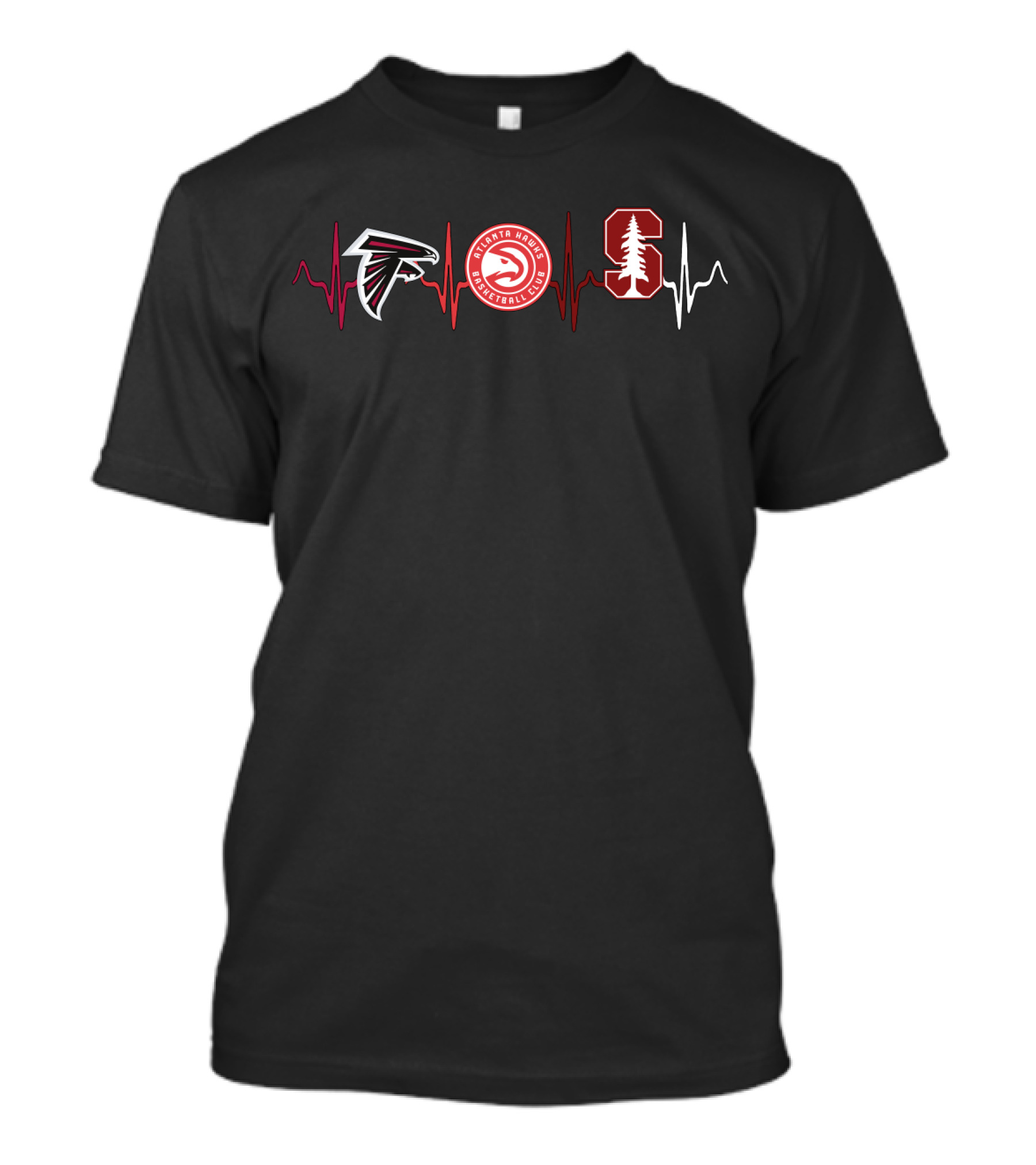 Atlanta Falcons Atlanta Hawks Stanford Cardinal Heartbeat T-Shirt