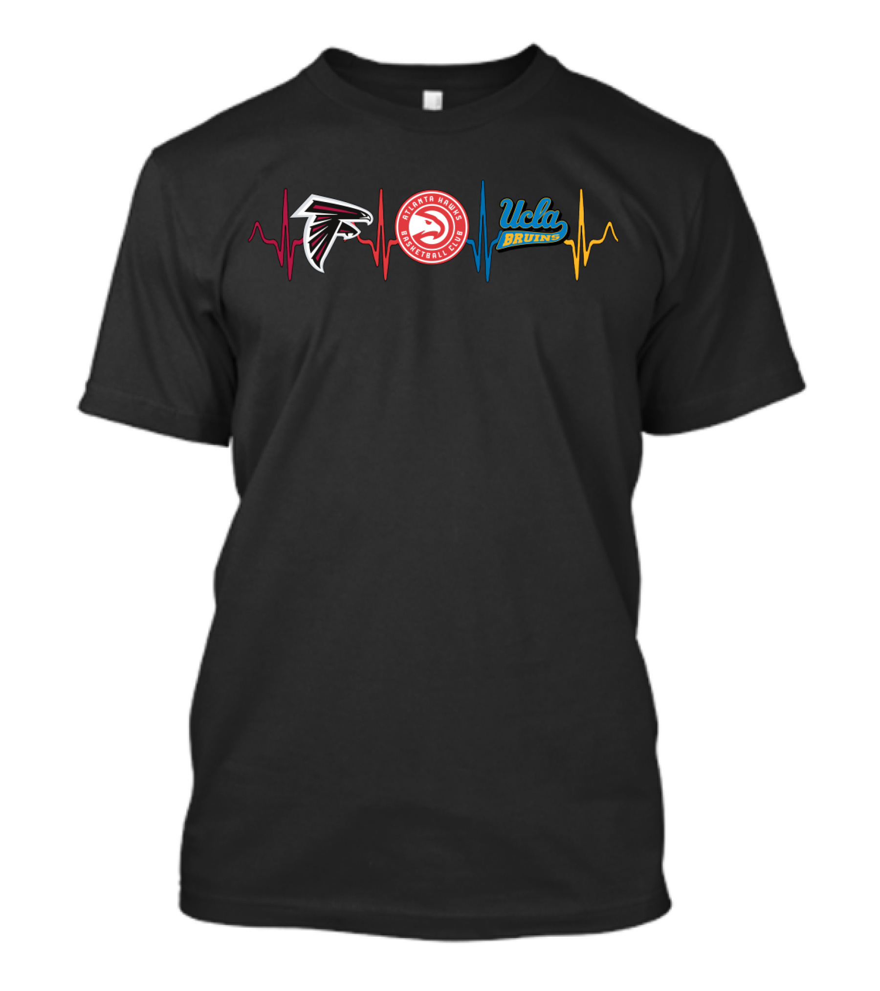 Atlanta Falcons Hawks Ucla Bruins Logo Heartbeat T-Shirt