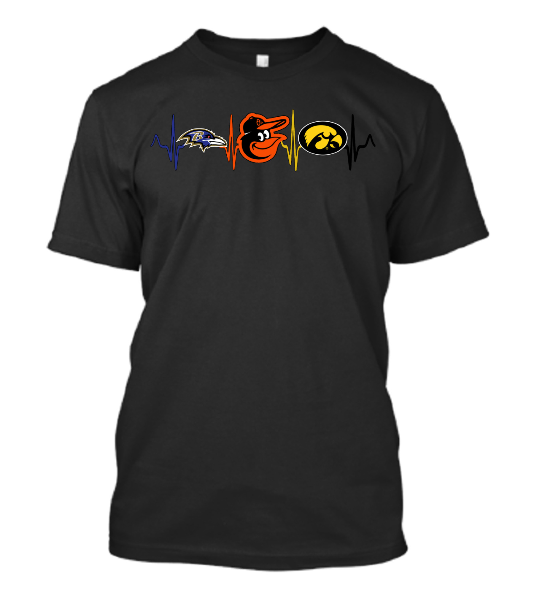 Baltimore Ravens Orioles Iowa Hawkeyes Heartbeat T-Shirt