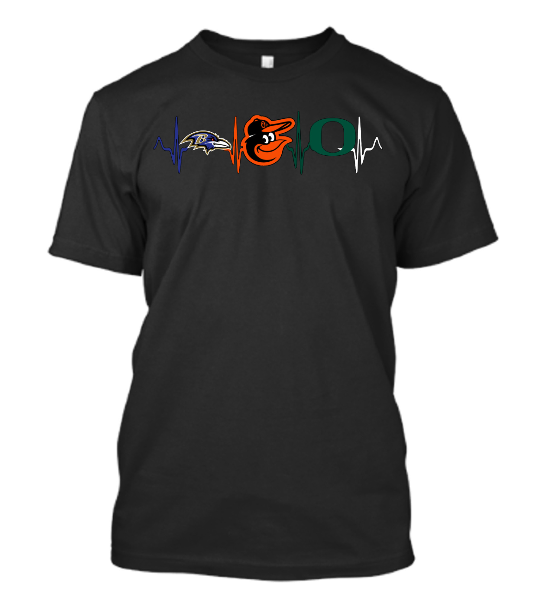 Ravens Baltimore Orioles Oregon Ducks Heartbeat T-Shirt