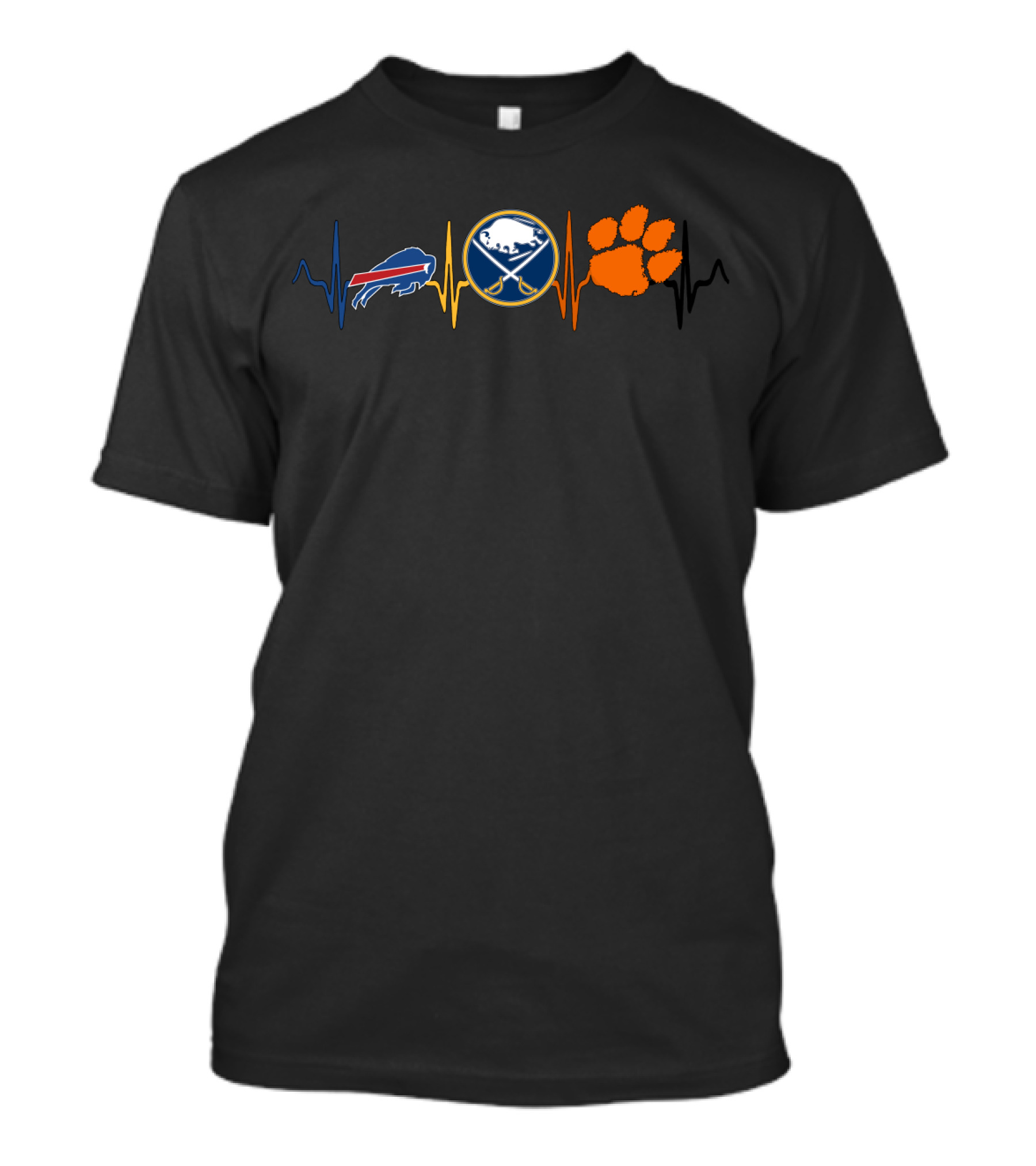 Bills Buffalo Sabres Clemson Paw Heartbeat T-Shirt