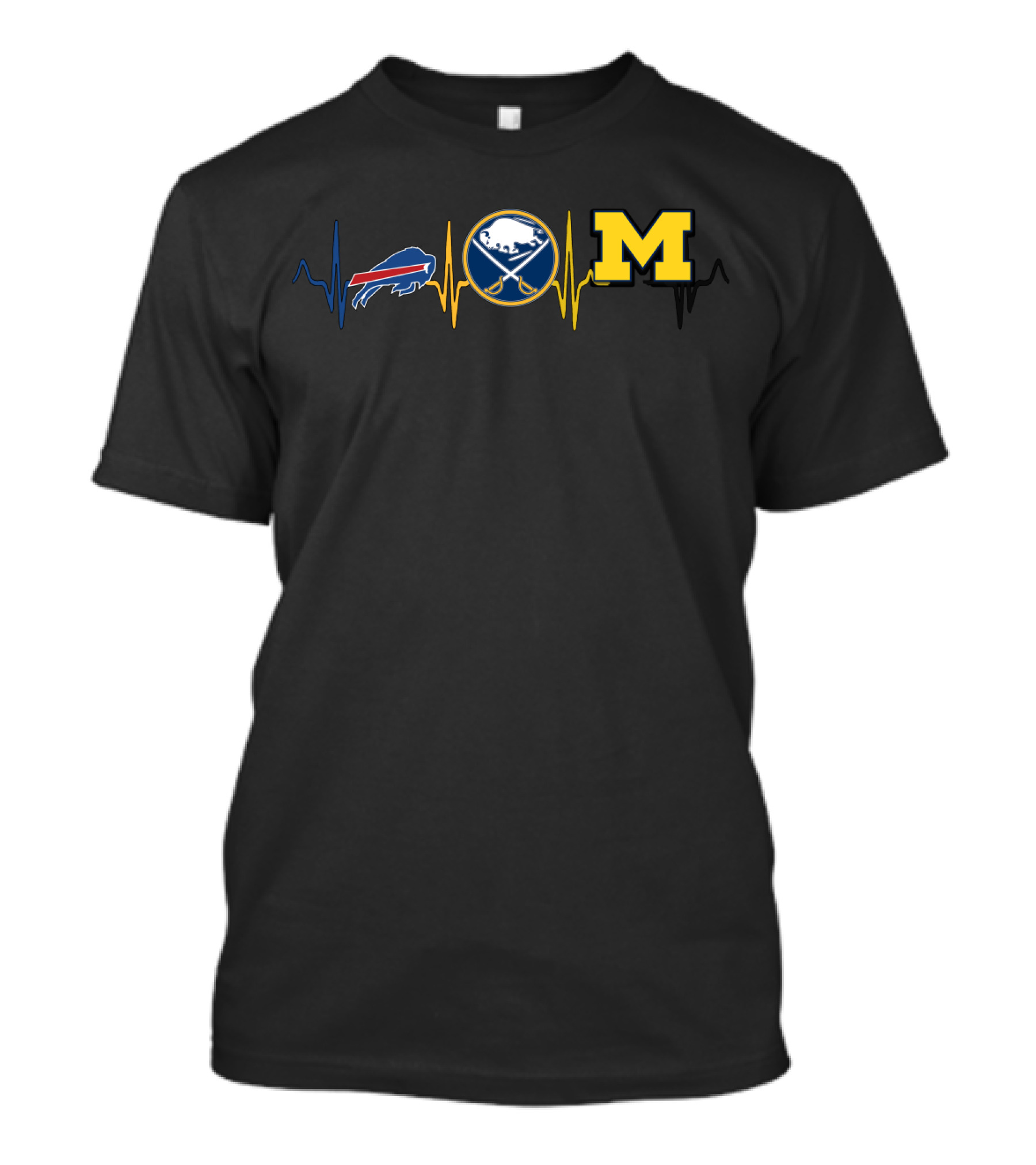 Buffalo Bills Buffalo Sabres Michigan Wolverines Heartbeat Love T-Shirt