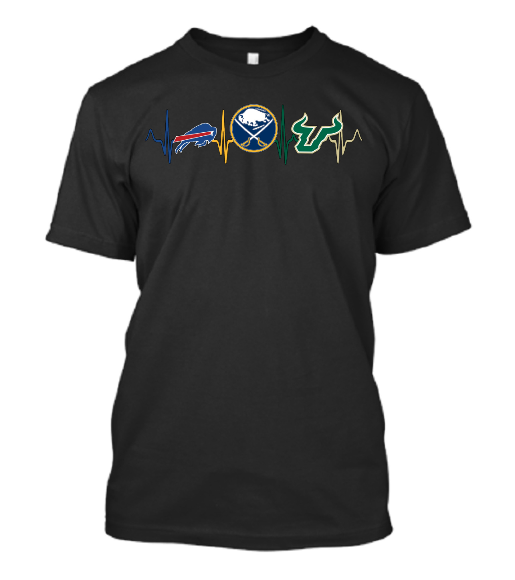 Buffalo Bills Buffalo Sabres South Florida Bulls Heartbeat T-Shirt