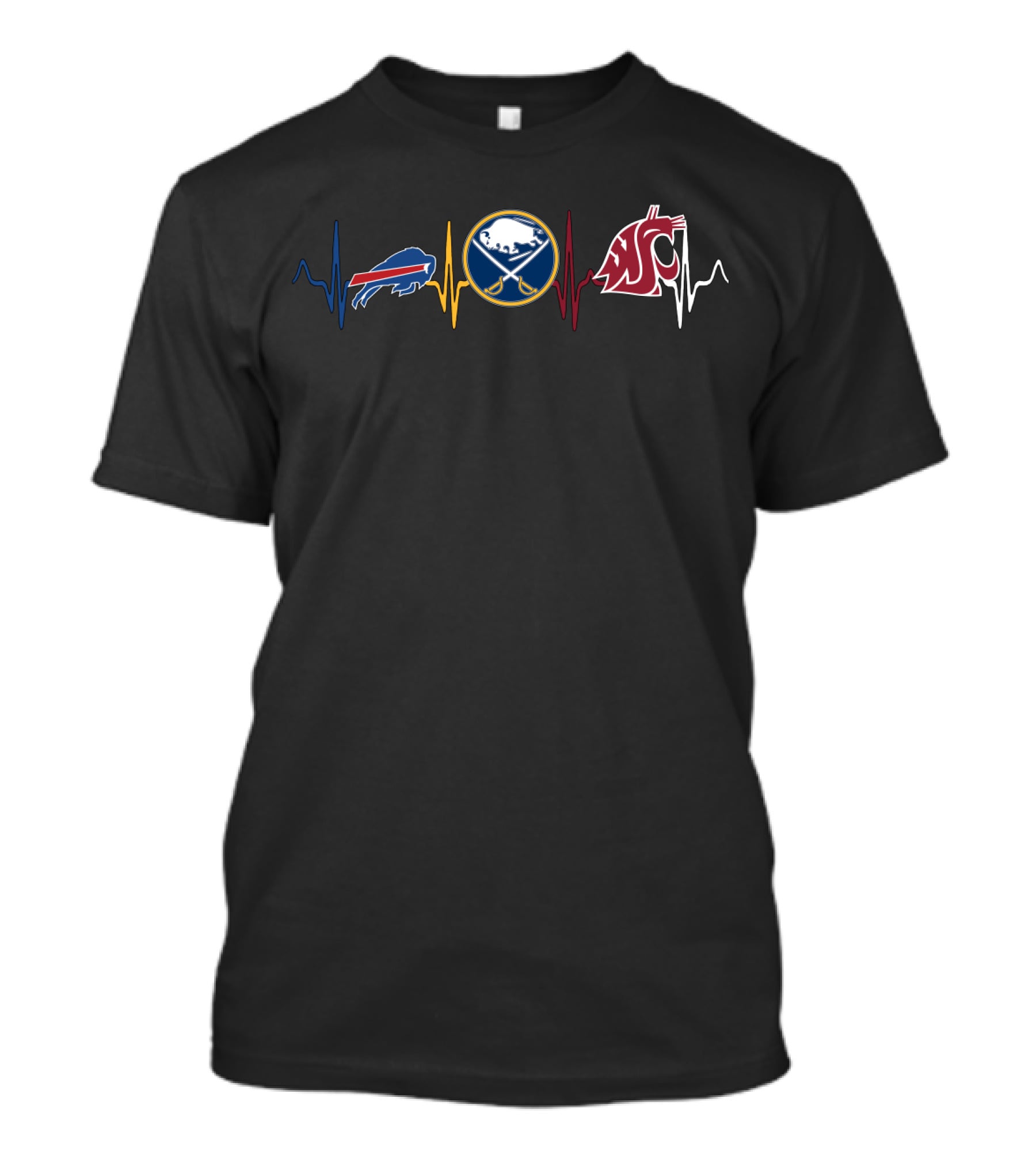 Buffalo Bills Buffalo Sabres Washington State Cougars Fan Heartbeat T-Shirt