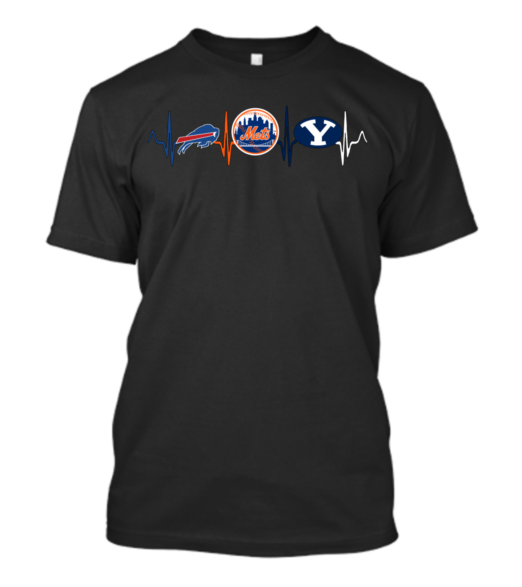 Buffalo Bills New York Mets Byu Heartbeat T-Shirt