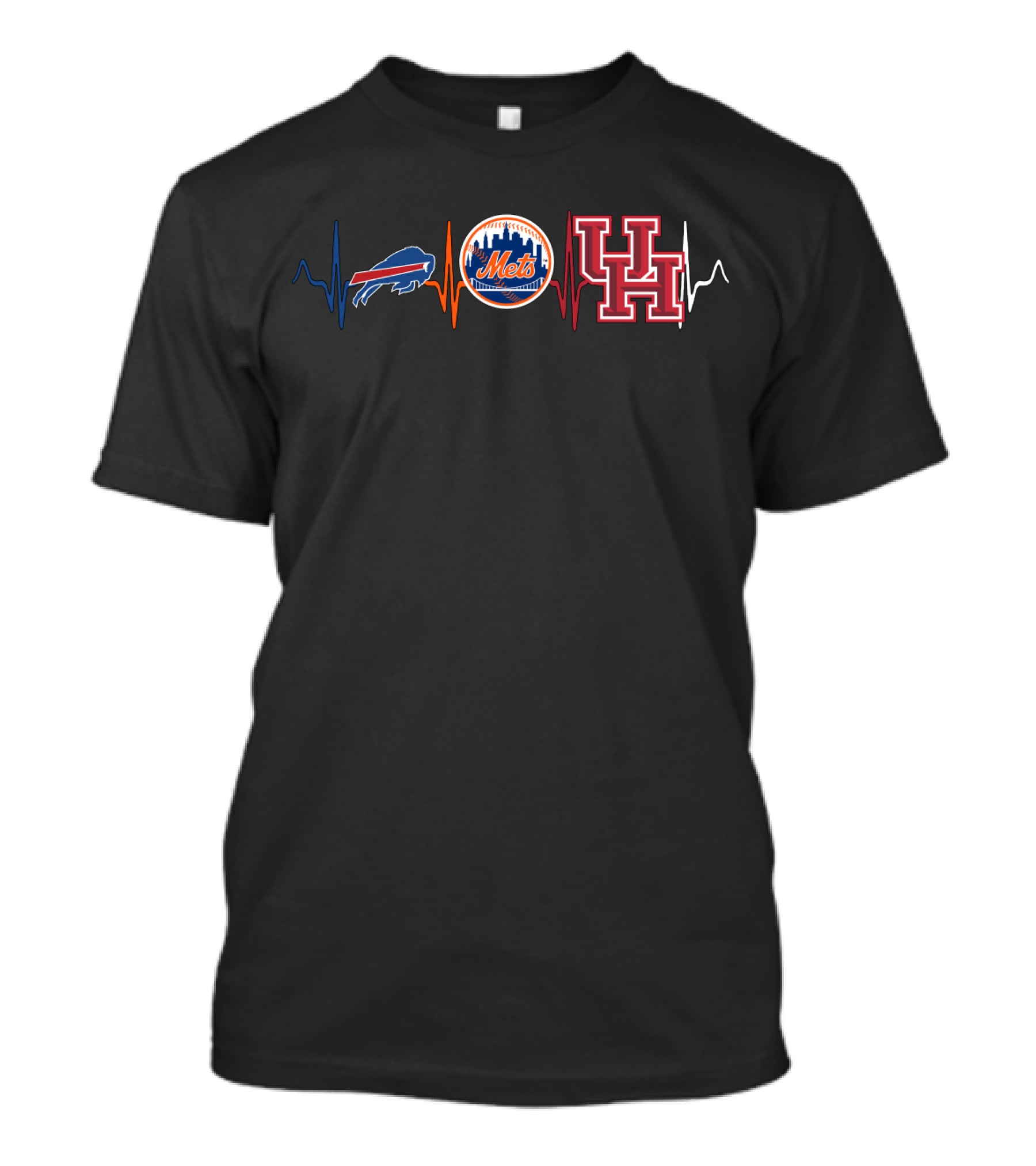 Buffalo Bills New York Mets Houston Cougars Heartbeat T-Shirt