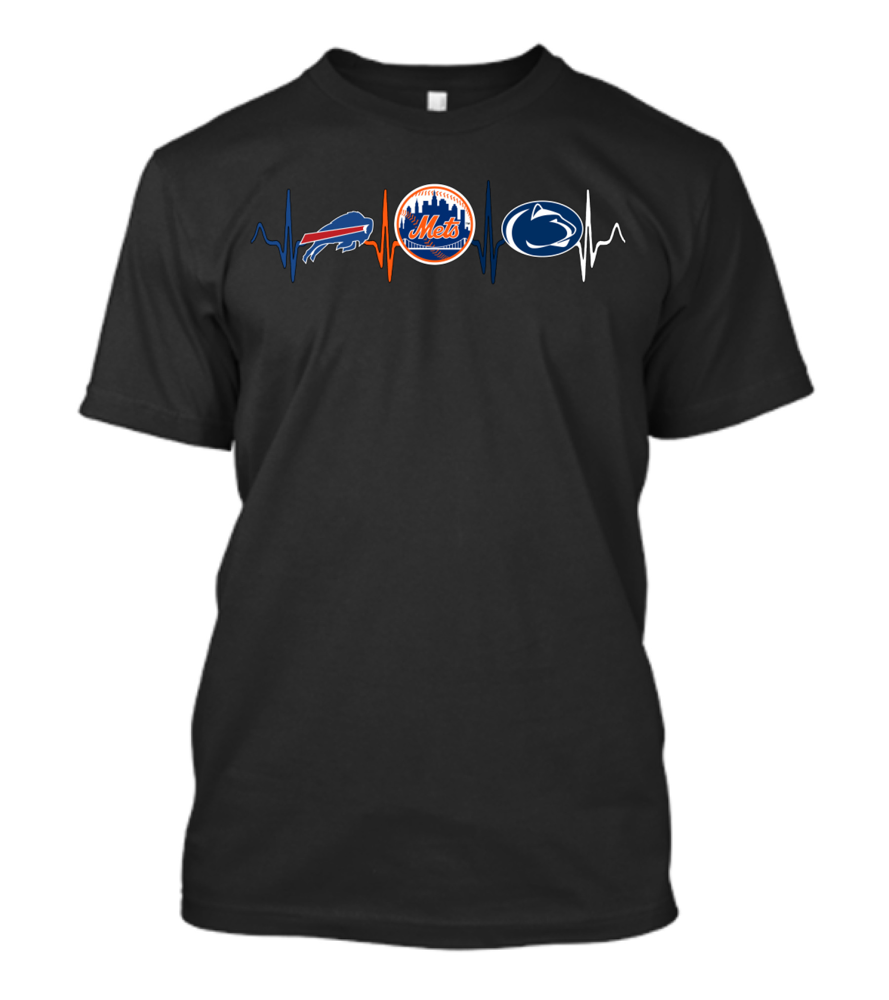 Buffalo Bills New York Mets Penn State Nittany Lions Heartbeat T-Shirt