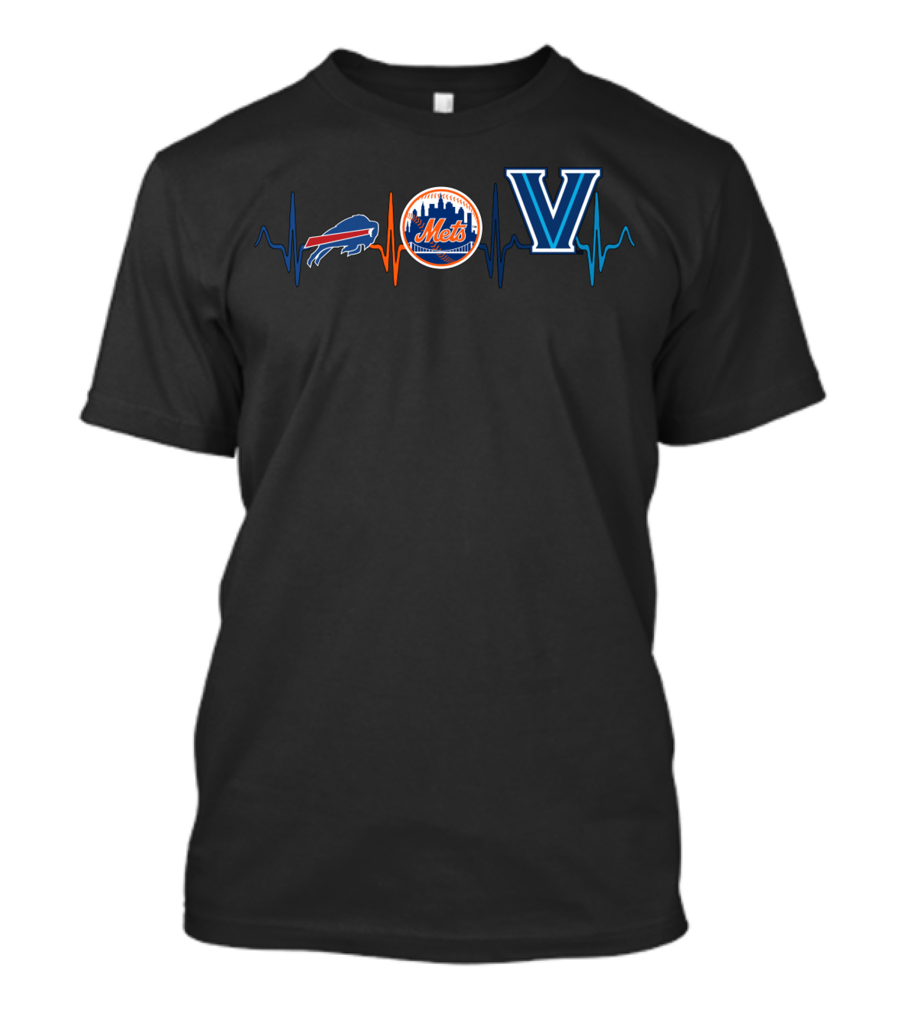 Love Buffalo Bills New York Mets Villanova Heartbeat T-Shirt