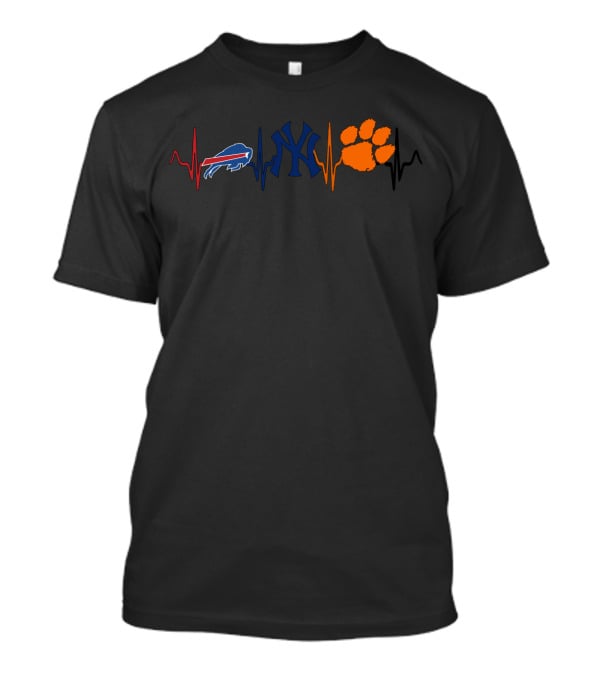 Love Bills New York Yankees Clemson Heartbeat T-Shirt