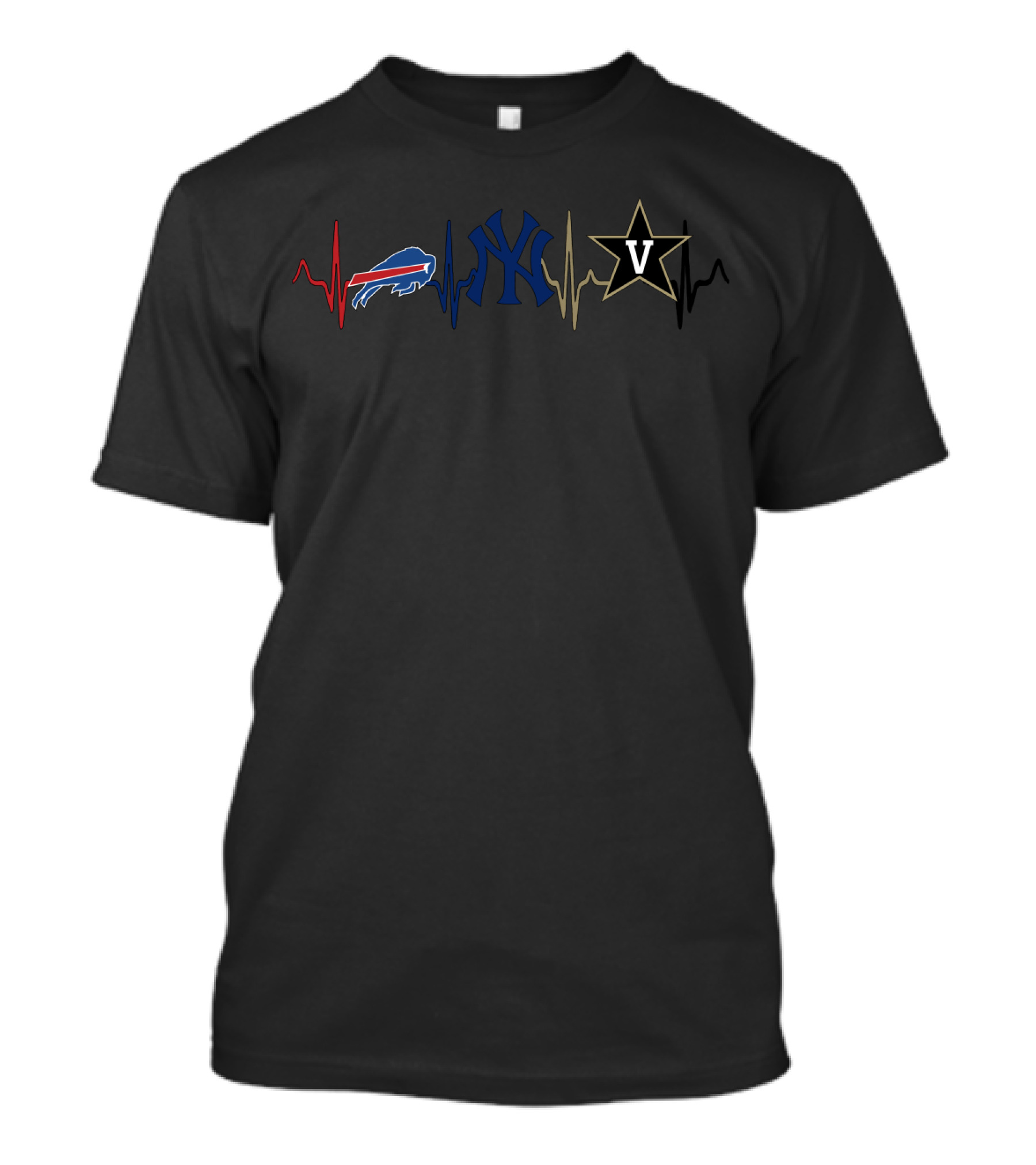 Buffalo Bills New York Yankees Vanderbilt Commodores Heartbeat T-Shirt