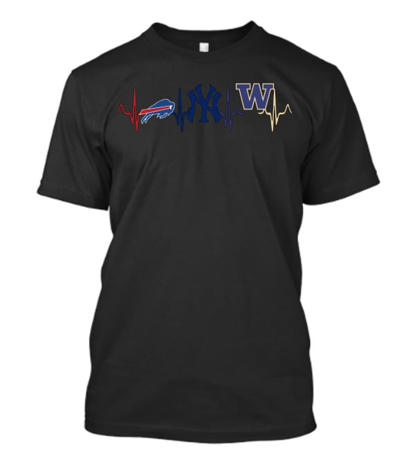 Buffalo Bills New York Yankees Washington Huskies Heartbeat T-Shirt
