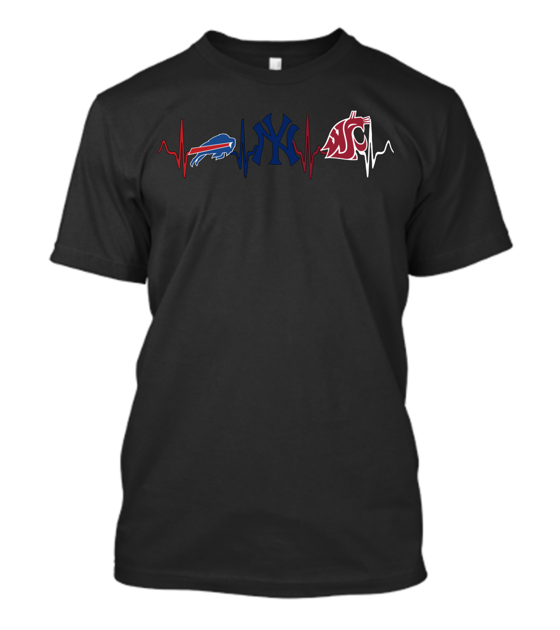Buffalo Bills New York Yankees Washington State Cougars Heartbeat T-Shirt