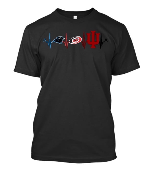 Carolina Panthers Hurricanes Indiana Hoosiers Heartbeat T-Shirt